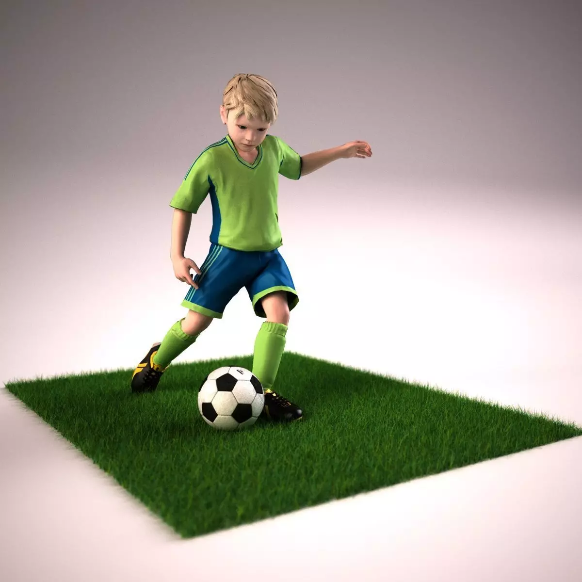 Youth Boy Soccer Player Rigged Character model Low-poly 3D model_0