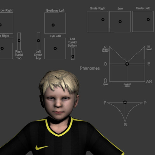 Youth Boy Soccer Player Rigged Character model Low-poly 3D model_15