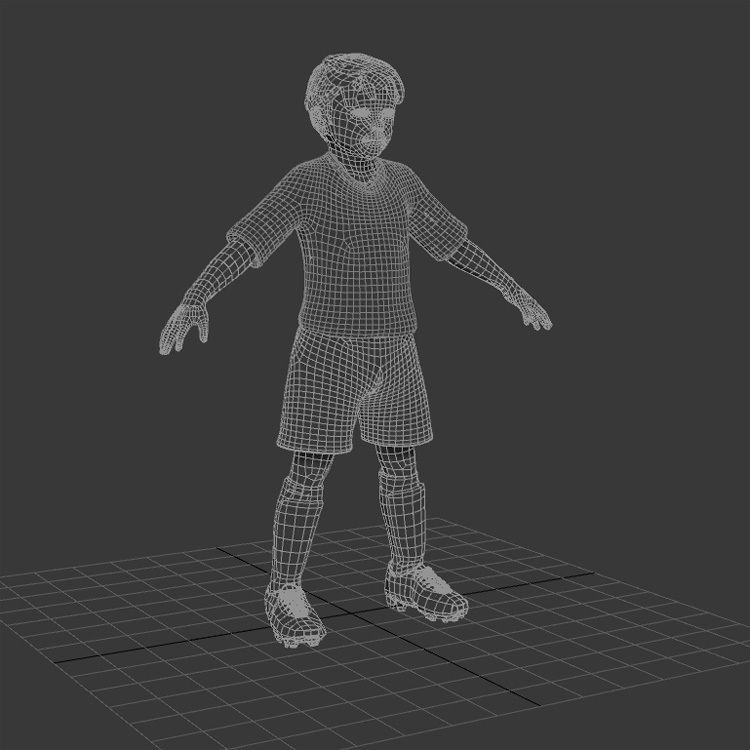 Youth Boy Soccer Player Rigged Character model Low-poly 3D model_2