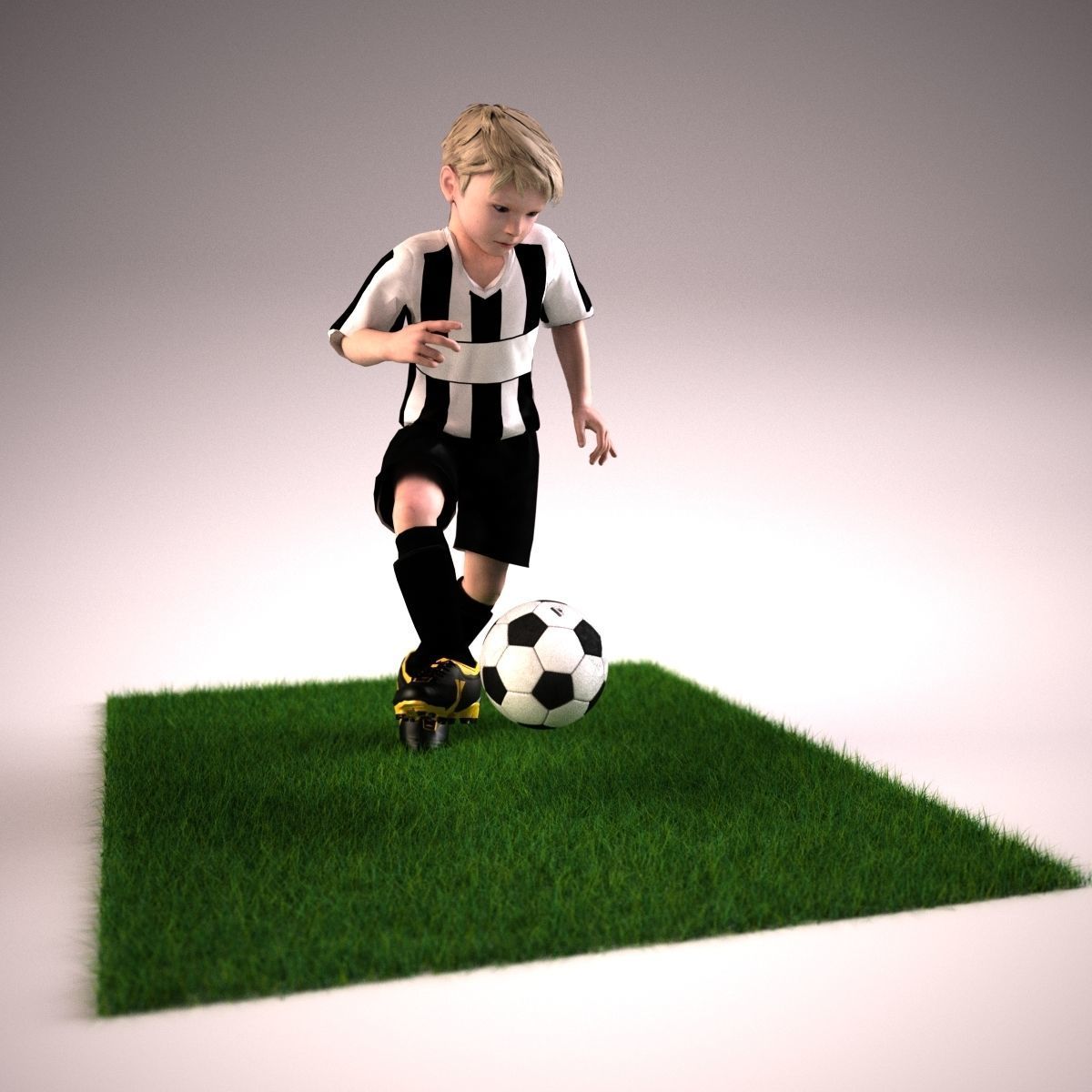 Youth Boy Soccer Player Rigged Character model Low-poly 3D model_5