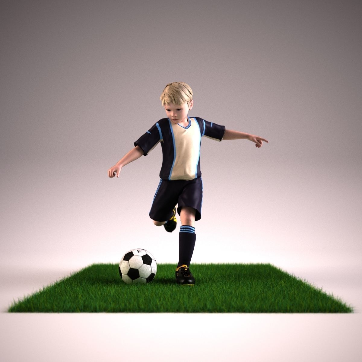 Youth Boy Soccer Player Rigged Character model Low-poly 3D model_12