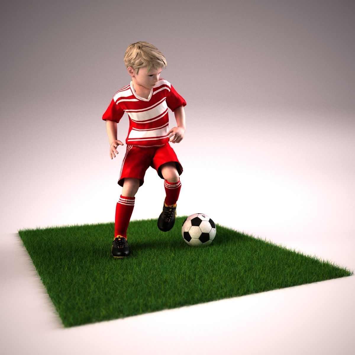 Youth Boy Soccer Player Rigged Character model Low-poly 3D model_11