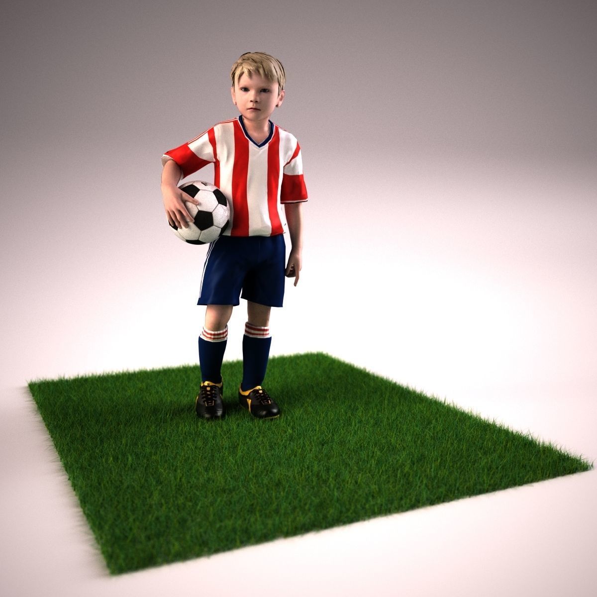 Youth Boy Soccer Player Rigged Character model Low-poly 3D model_4