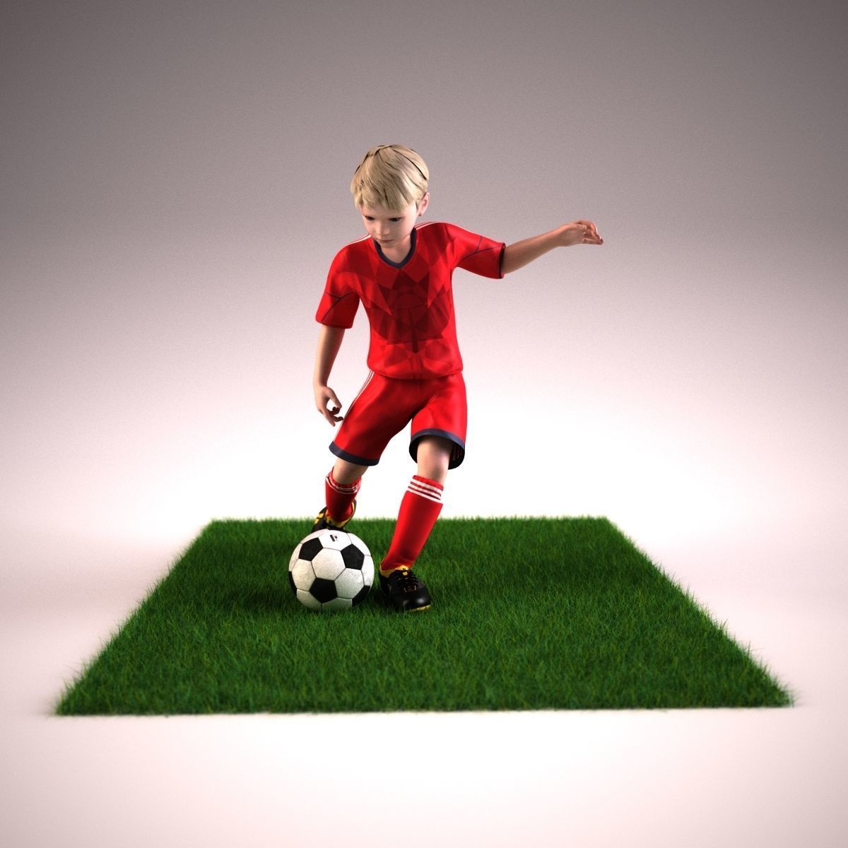 Youth Boy Soccer Player Rigged Character model Low-poly 3D model_6