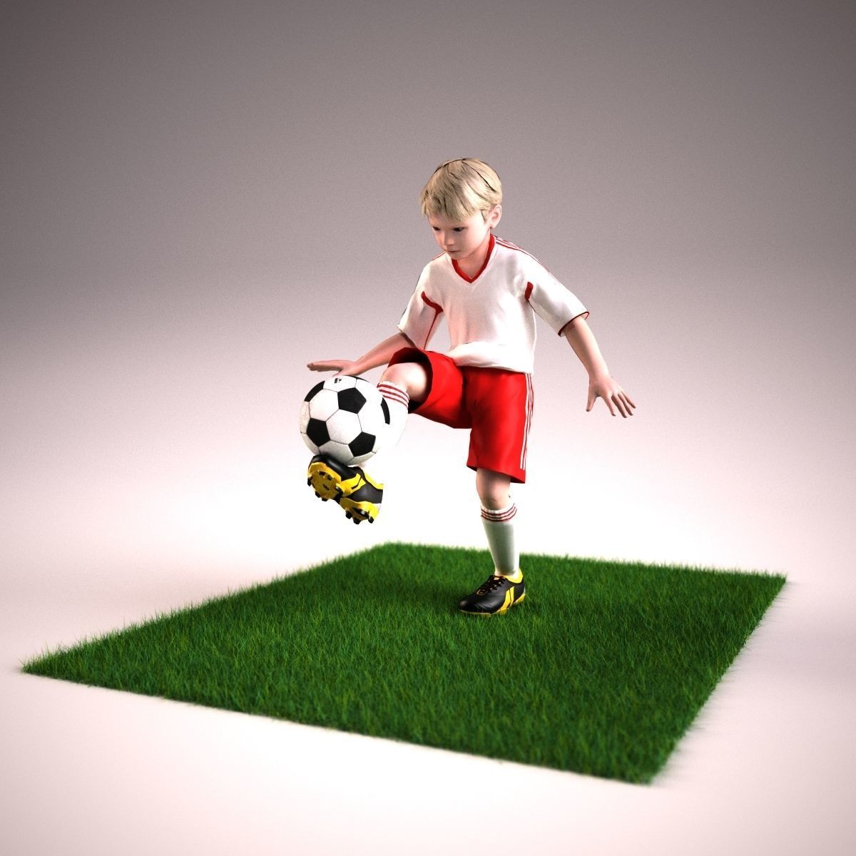 Youth Boy Soccer Player Rigged Character model Low-poly 3D model_9
