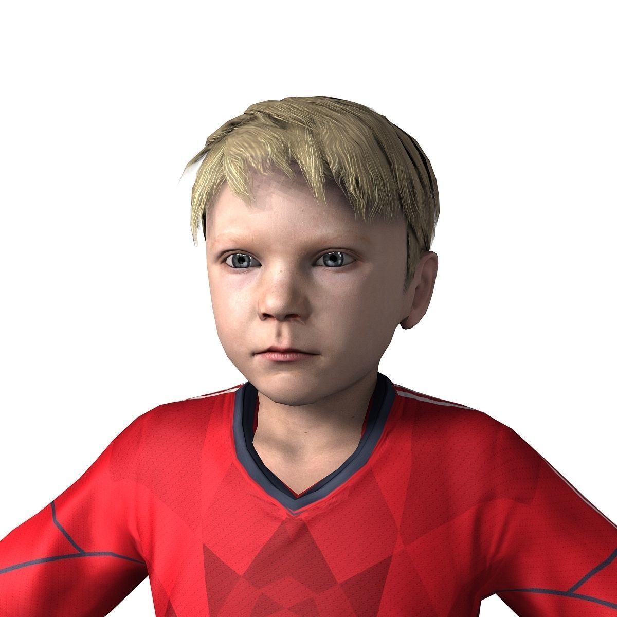 Youth Boy Soccer Player Rigged Character model Low-poly 3D model_3