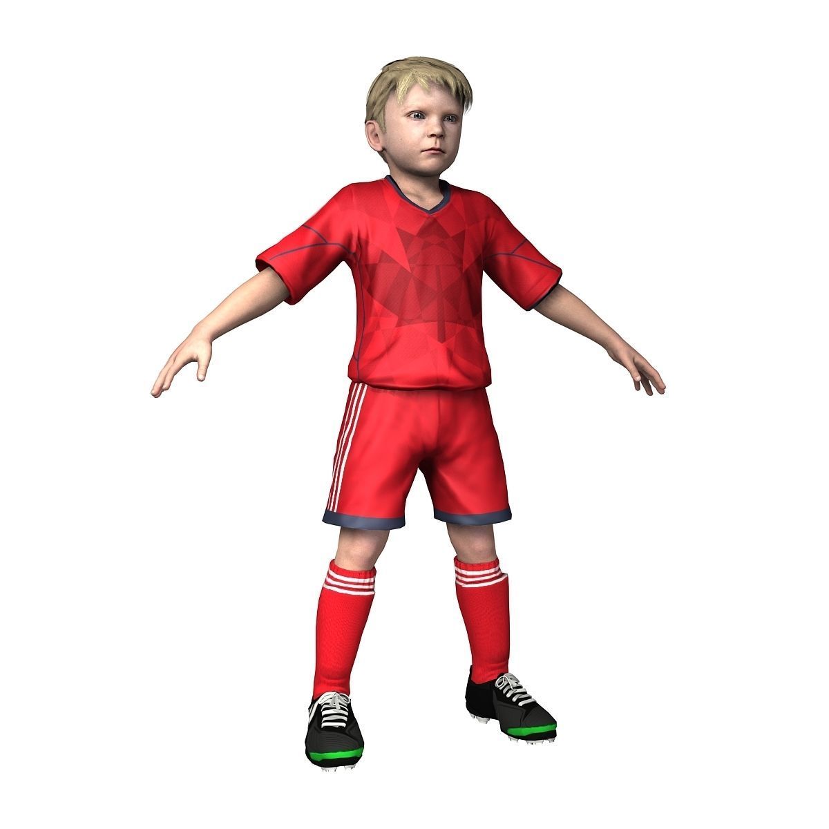 Youth Boy Soccer Player Rigged Character model Low-poly 3D model_1