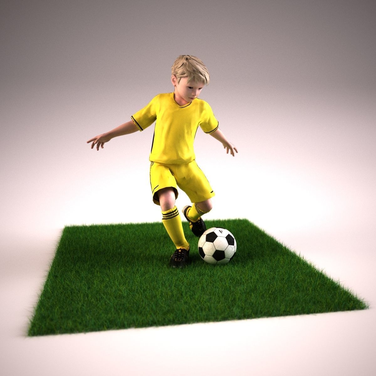 Youth Boy Soccer Player Rigged Character model Low-poly 3D model_7