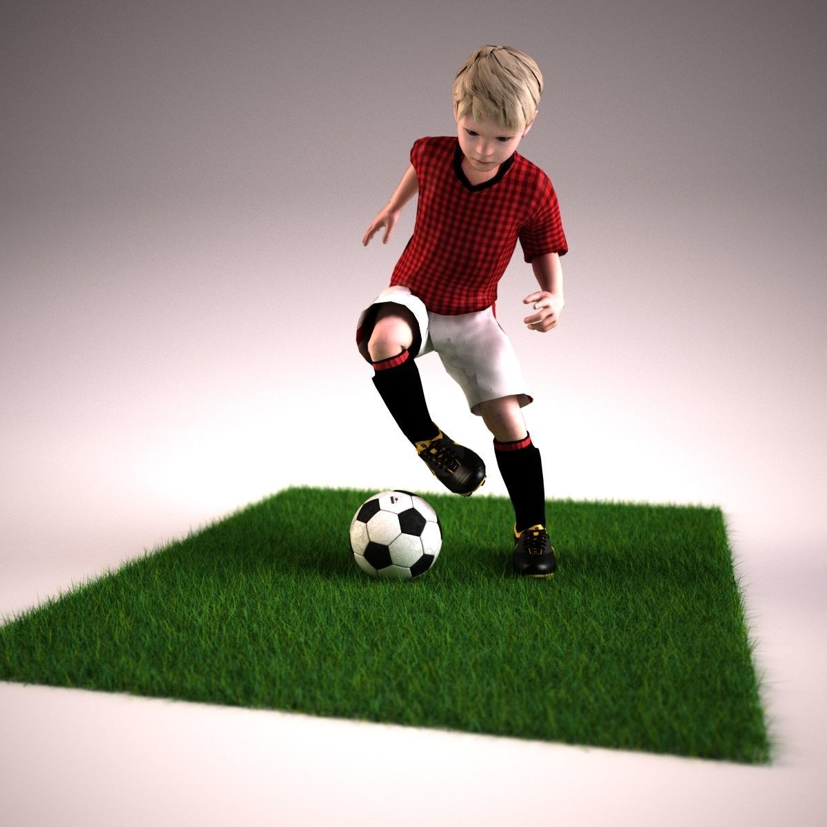 Youth Boy Soccer Player Rigged Character model Low-poly 3D model_8