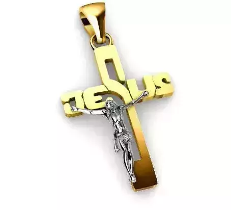Cross jesus pendant religiuos jewelry 3D print model