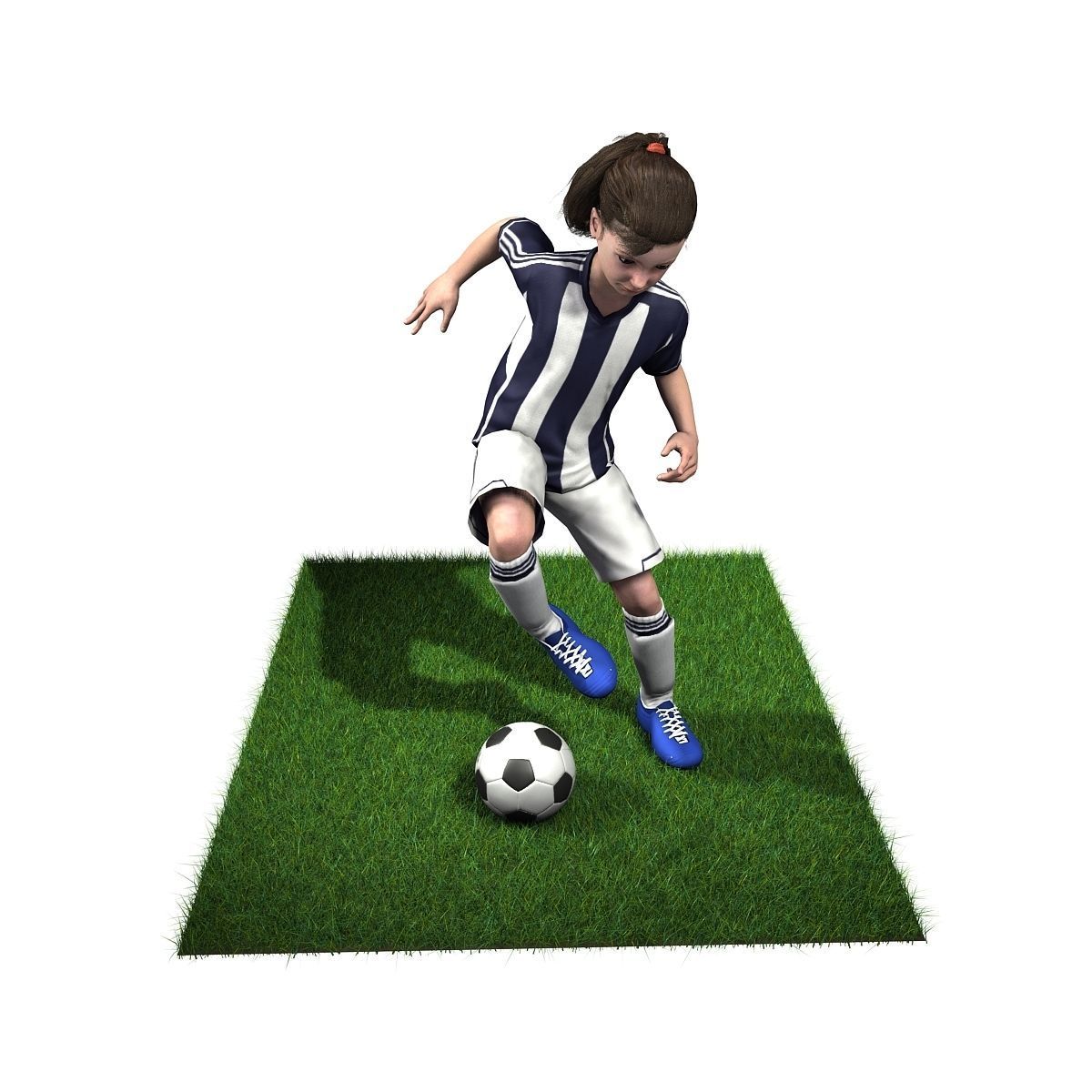 Youth Girl Soccer Player Rigged 3D model Low-poly 3D model_5