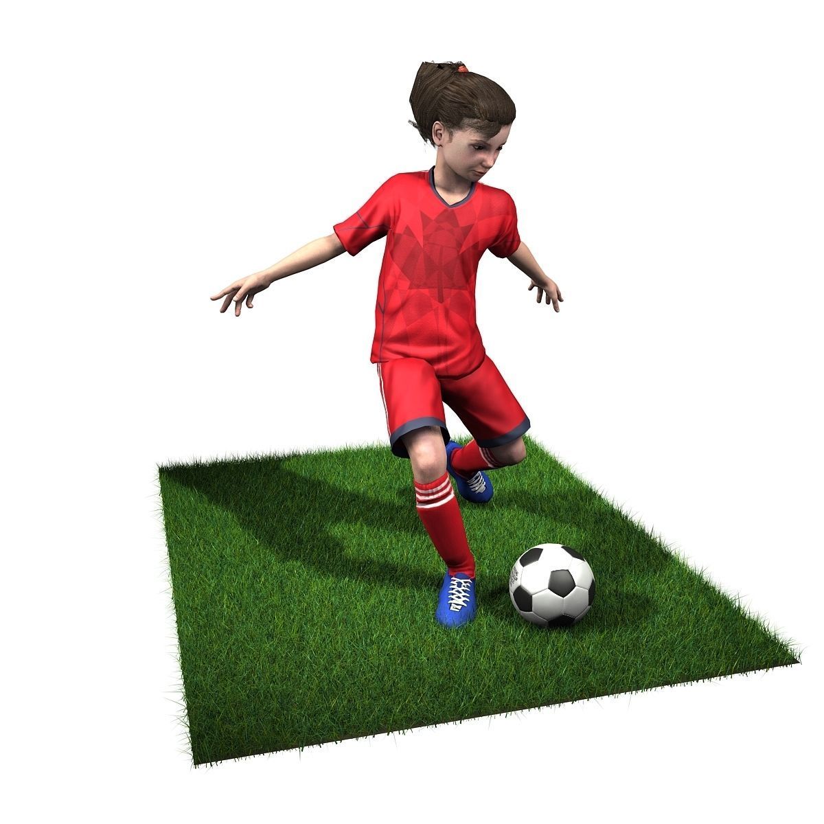 Youth Girl Soccer Player Rigged 3D model Low-poly 3D model_4