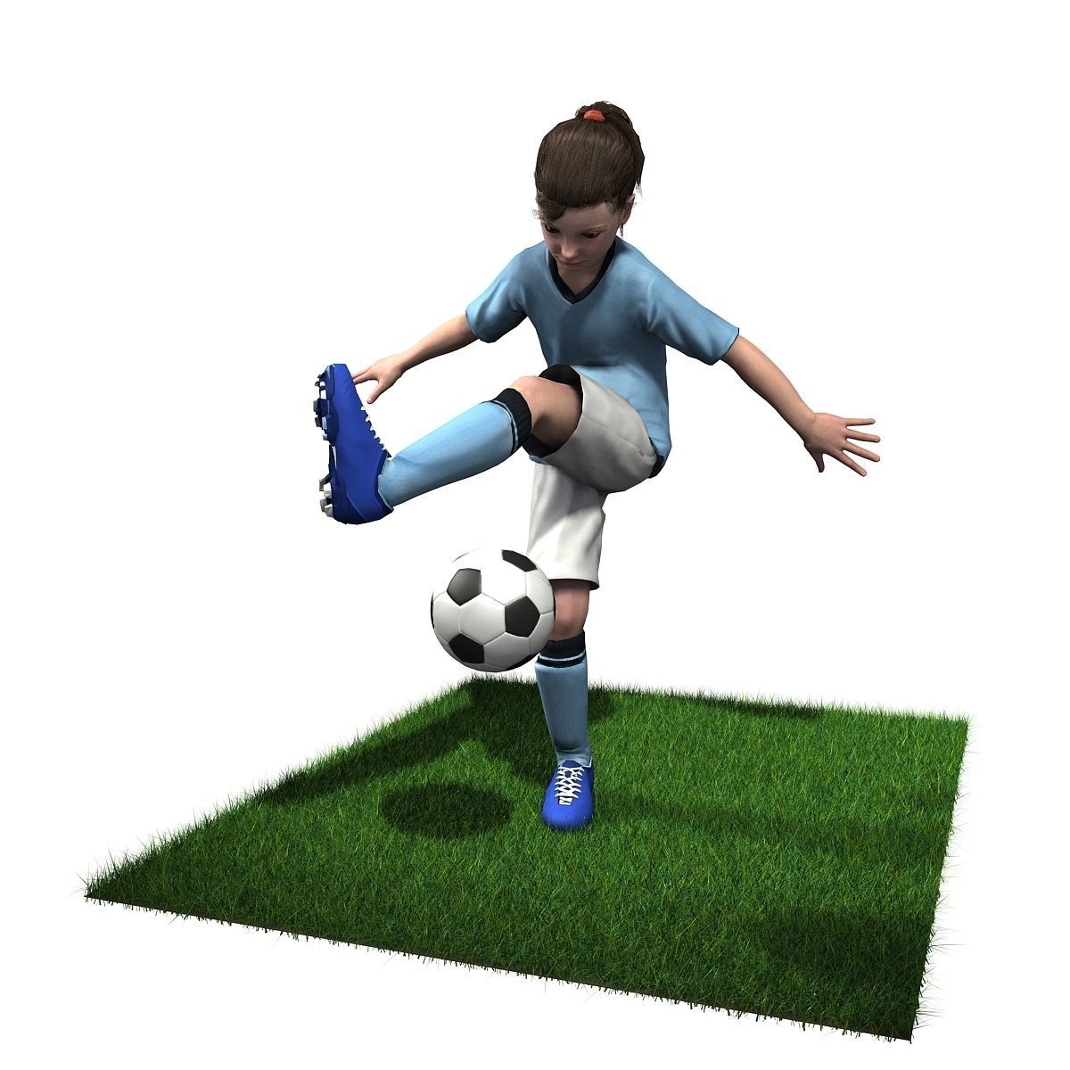 Youth Girl Soccer Player Rigged 3D model Low-poly 3D model_7