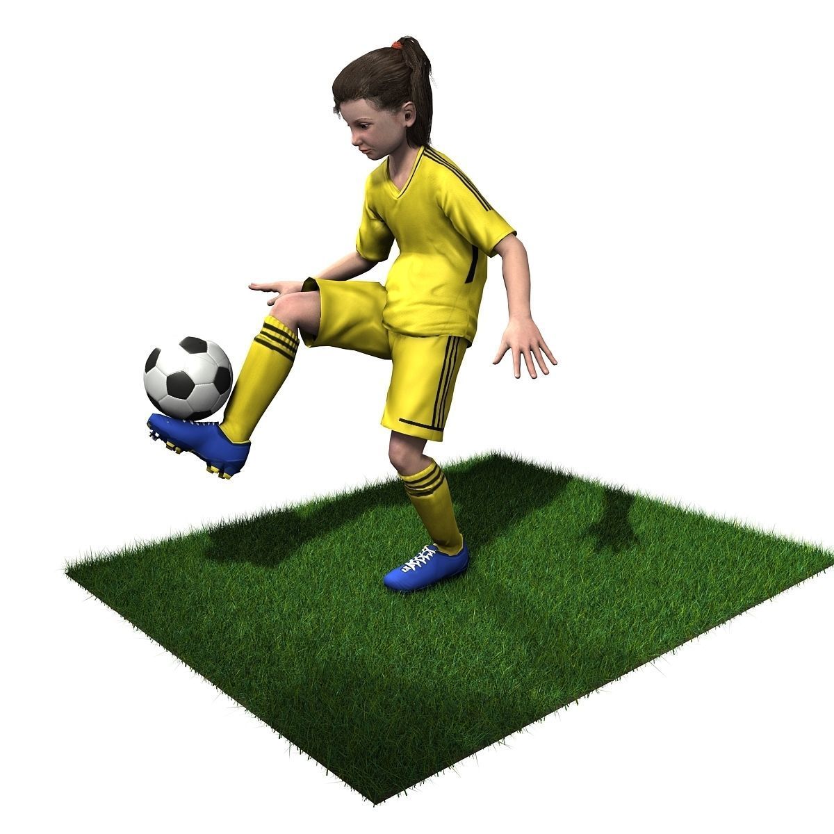 Youth Girl Soccer Player Rigged 3D model Low-poly 3D model_6
