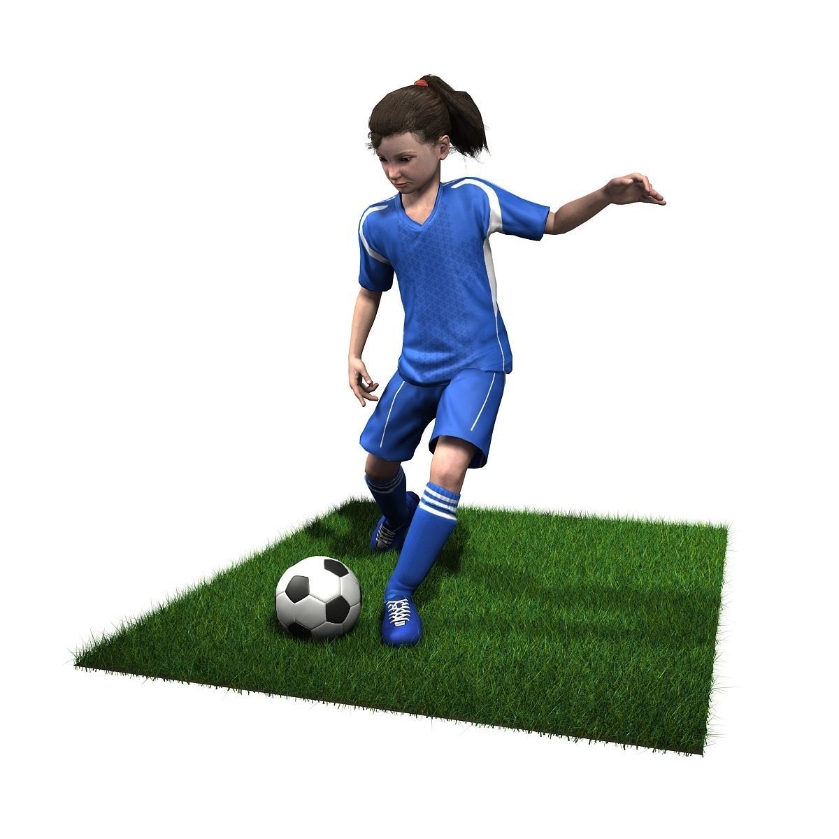Youth Girl Soccer Player Rigged 3D model Low-poly 3D model_3