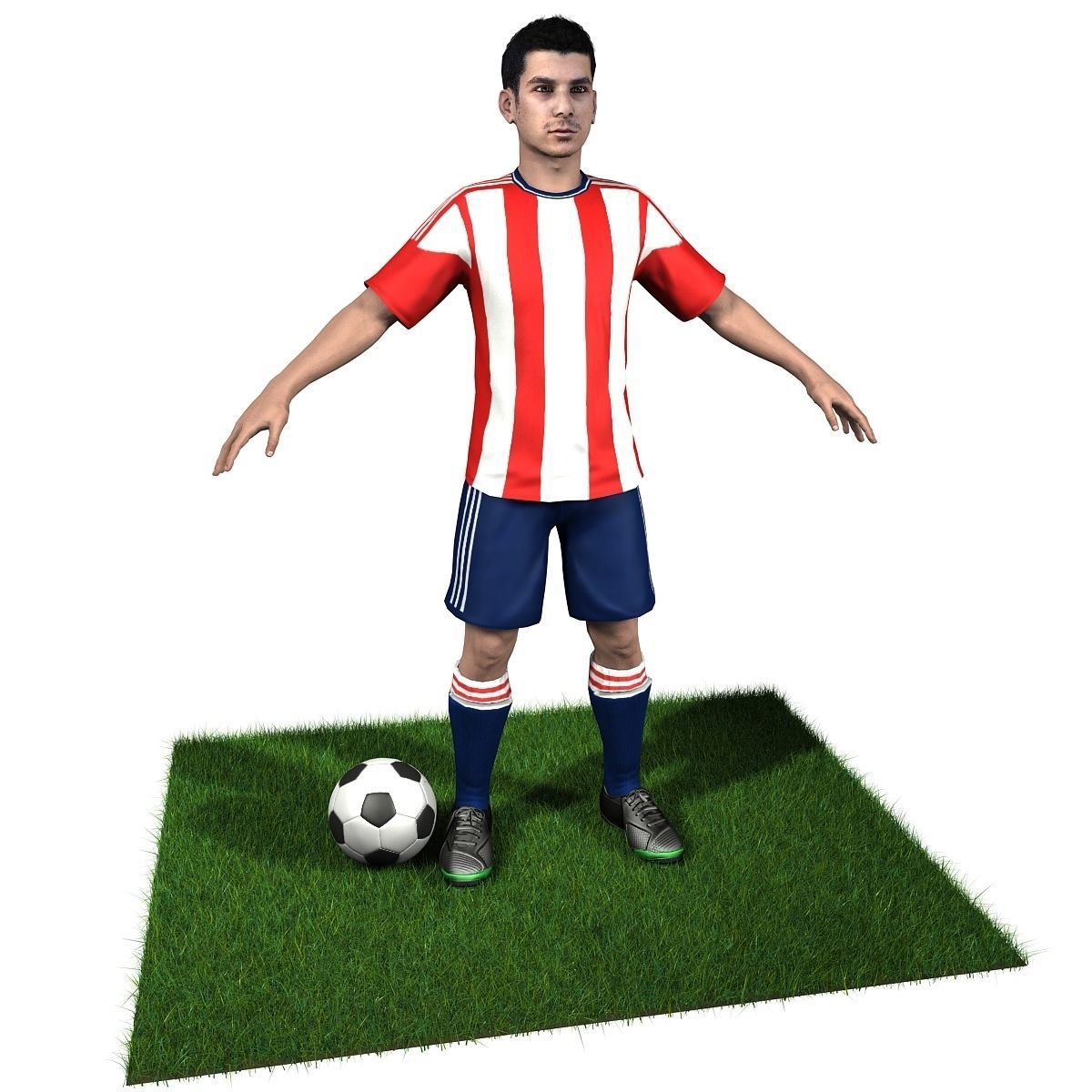 Adult Male Soccer Player Rigged 3D model model Low-poly 3D model_4