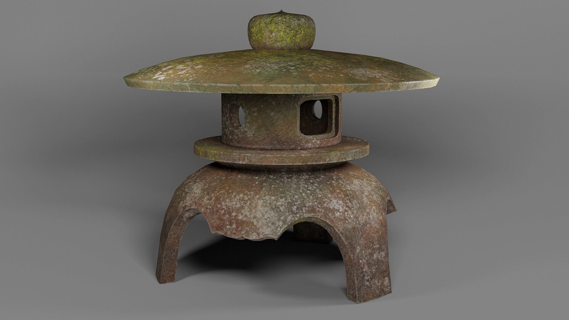 Japanese Stone Lantern Low-poly 3D model_1
