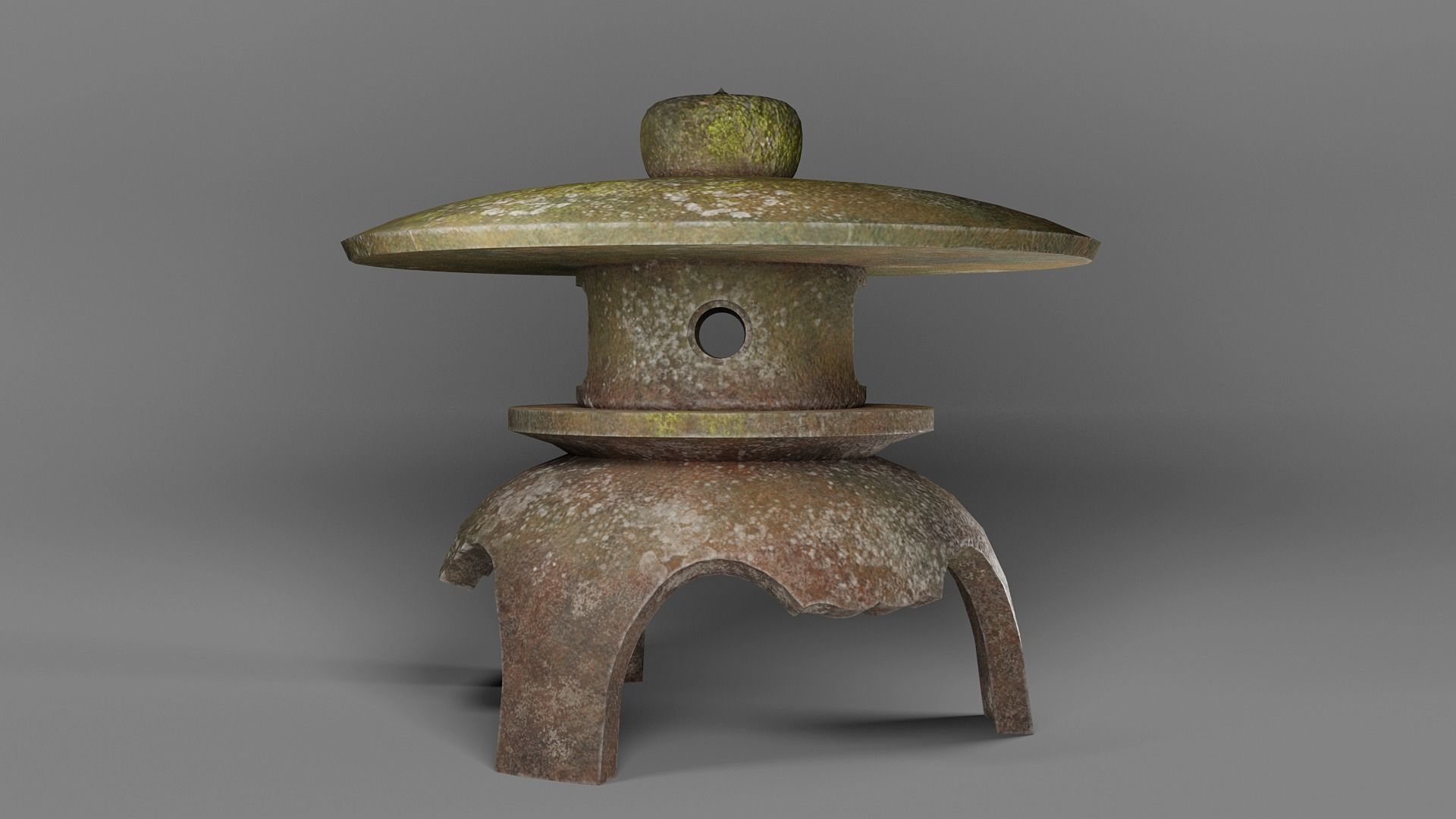 Japanese Stone Lantern Low-poly 3D model_7