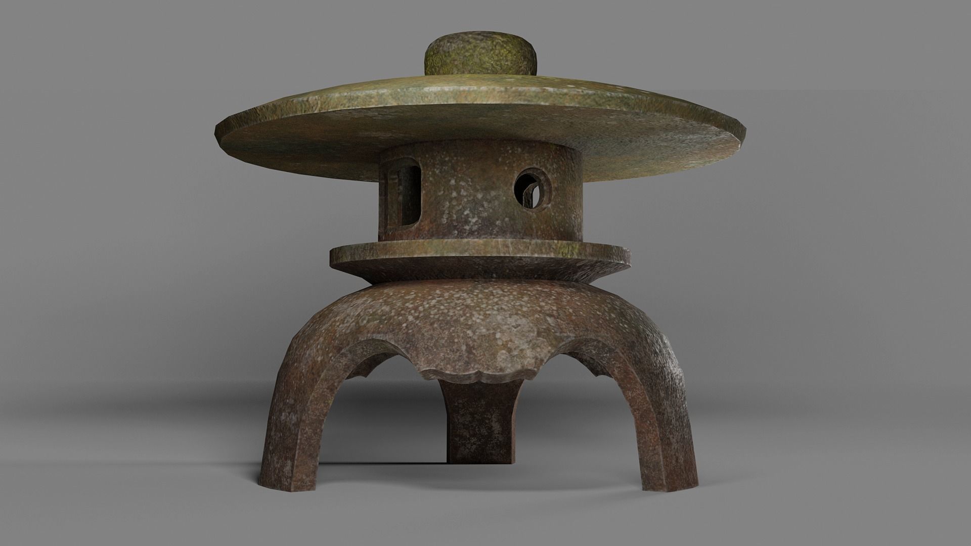 Japanese Stone Lantern Low-poly 3D model_4