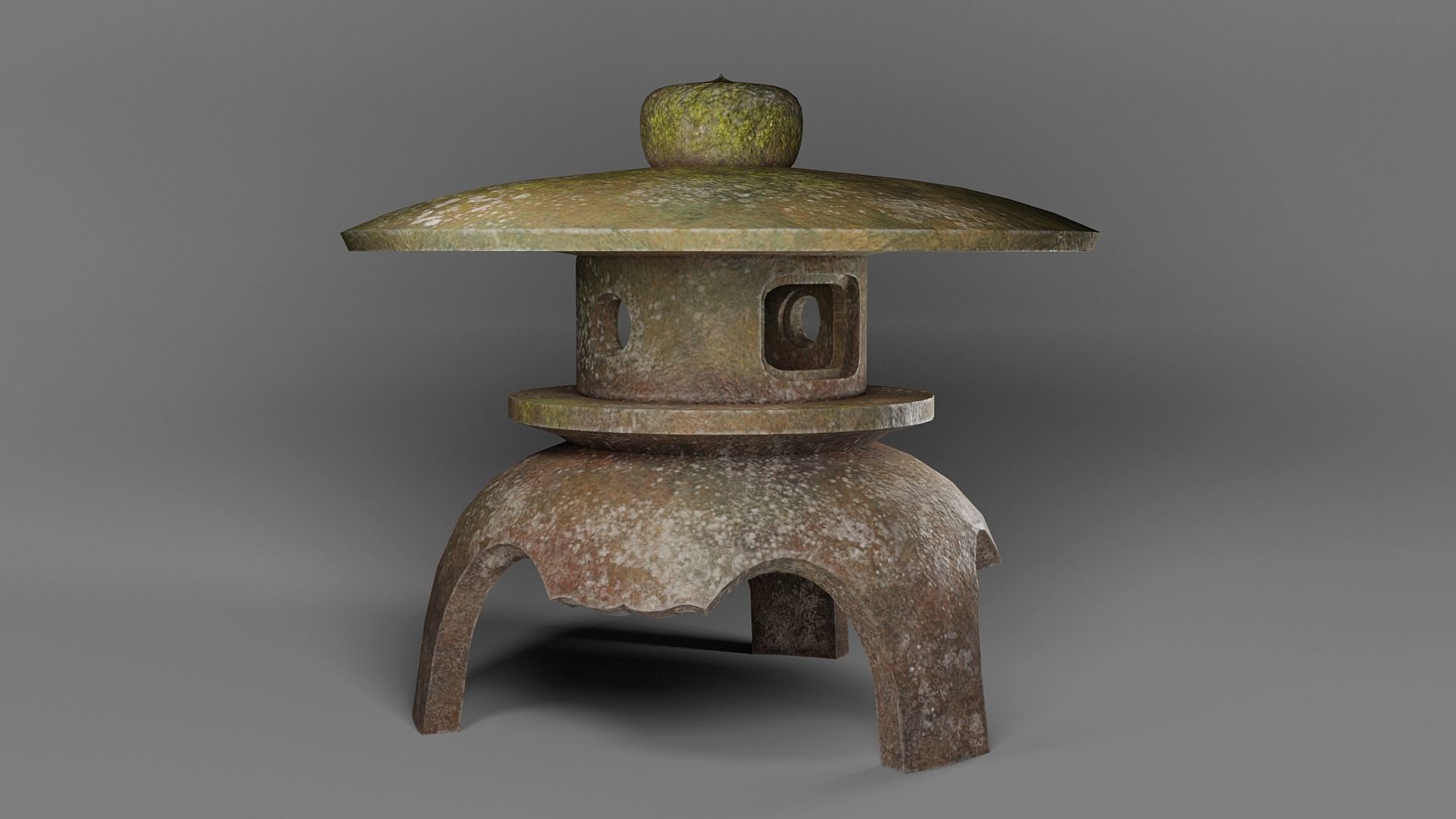 Japanese Stone Lantern Low-poly 3D model_8