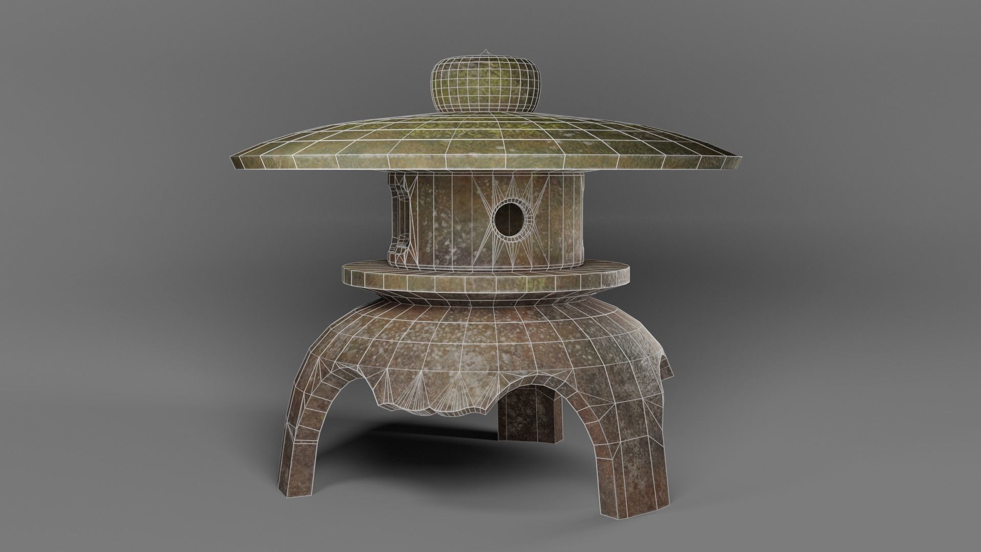 Japanese Stone Lantern Low-poly 3D model_10
