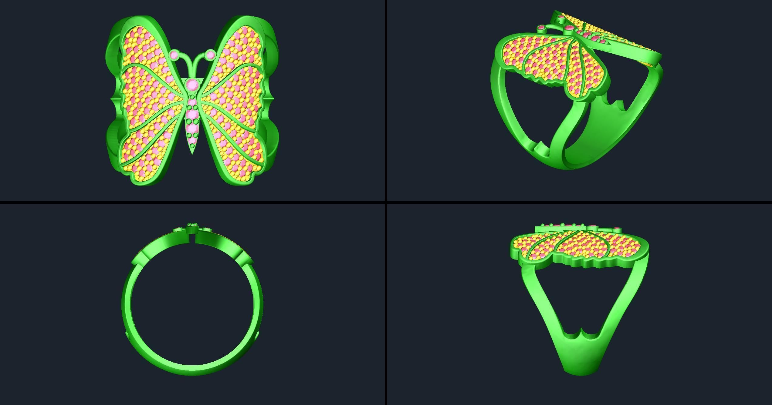 Anillo de mariposa Butterfly ring 3D model_5