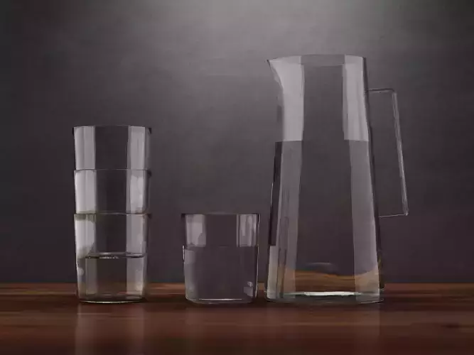 Water pitcher and glasses
