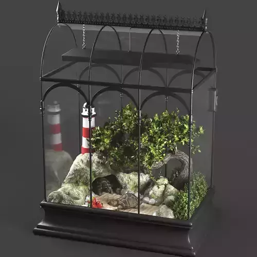 Terrarium with turtle 3D model