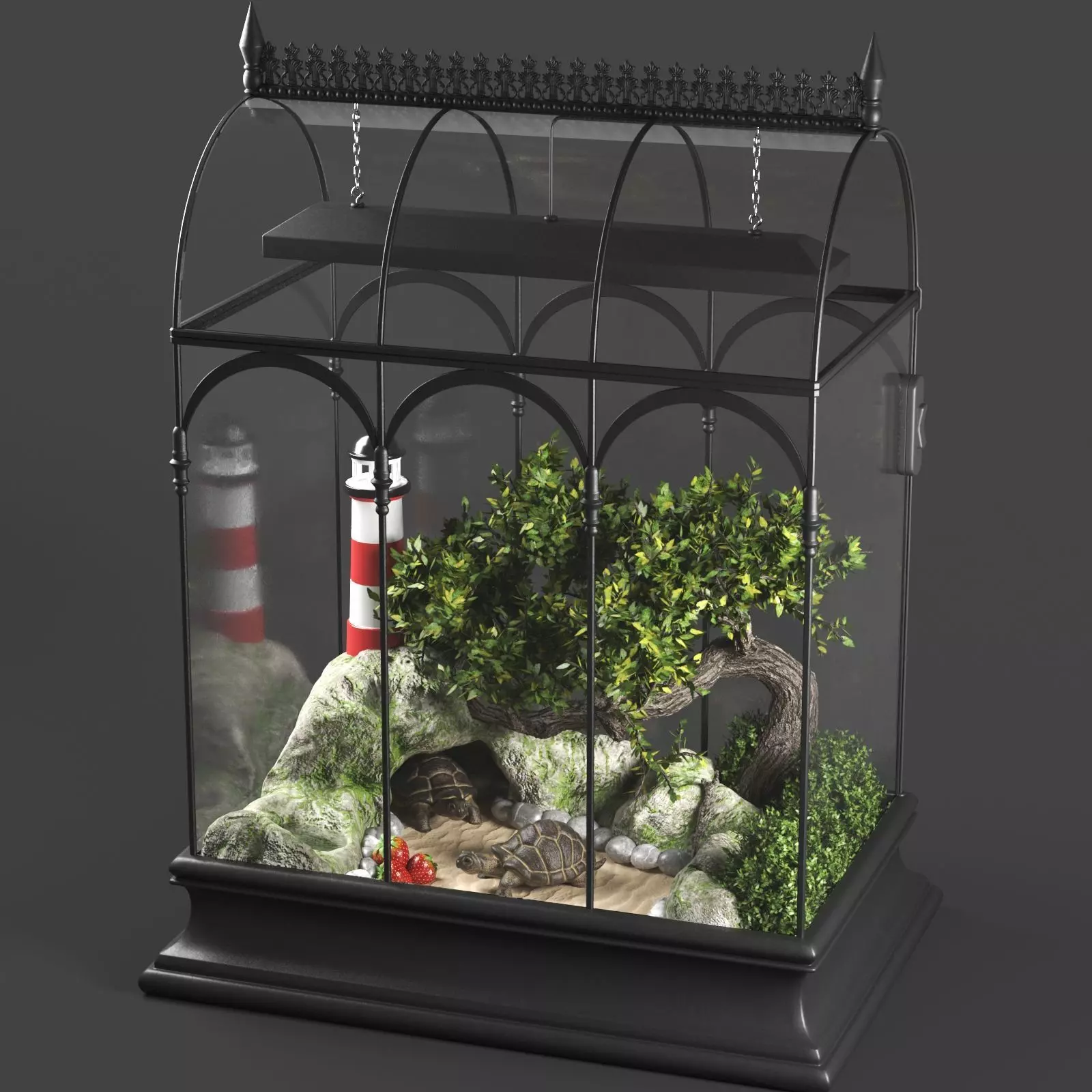 Terrarium with turtle 3D model
