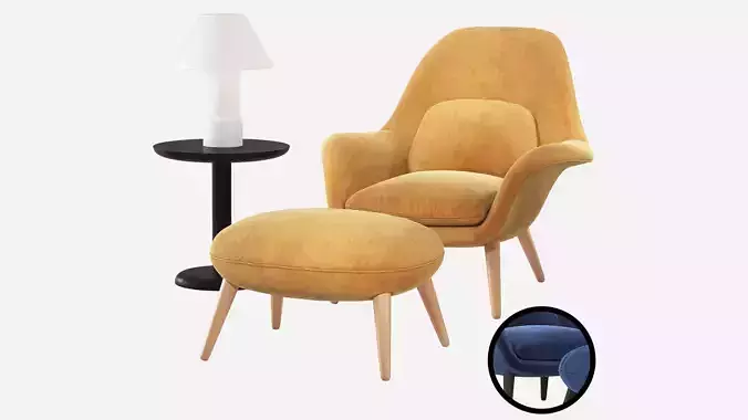 Fredericia Swoon Lounge Armchair  Ottoman