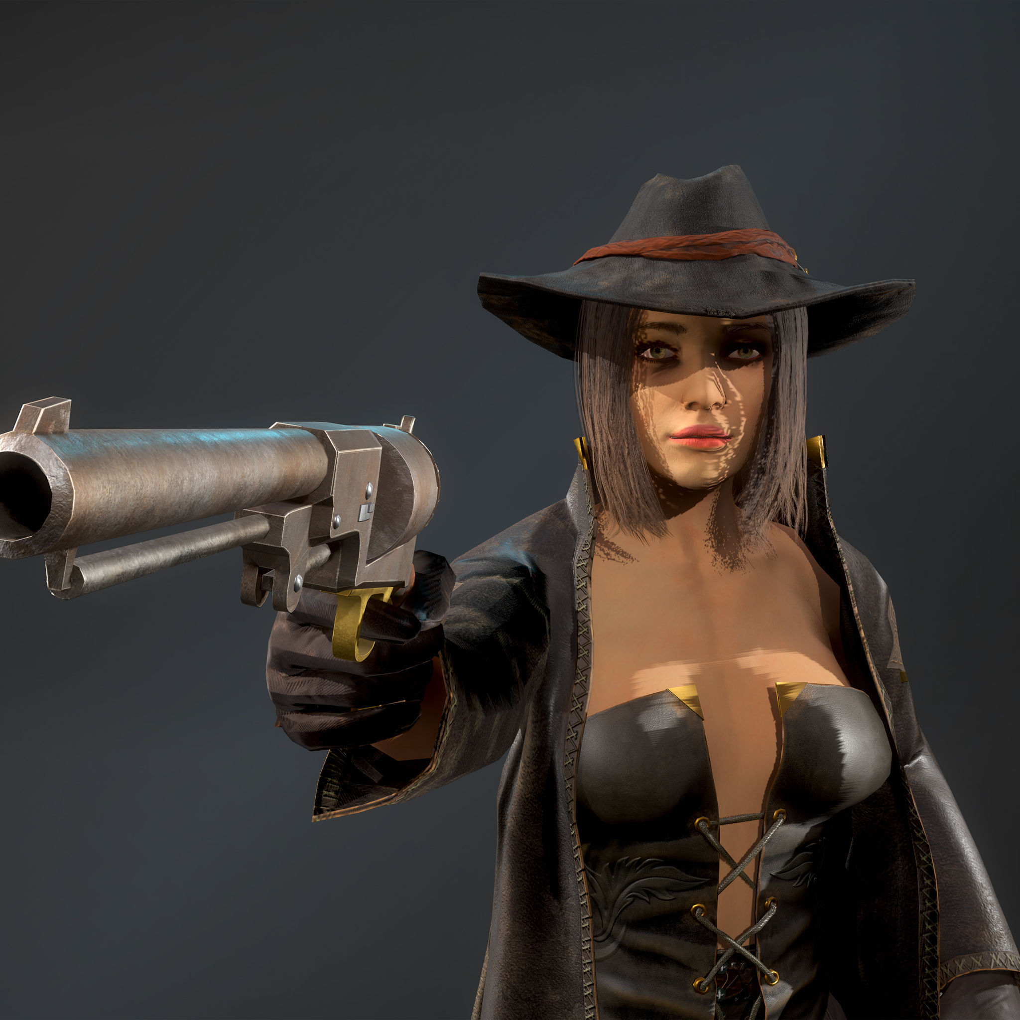 Girl hunter Free low-poly 3D model_9