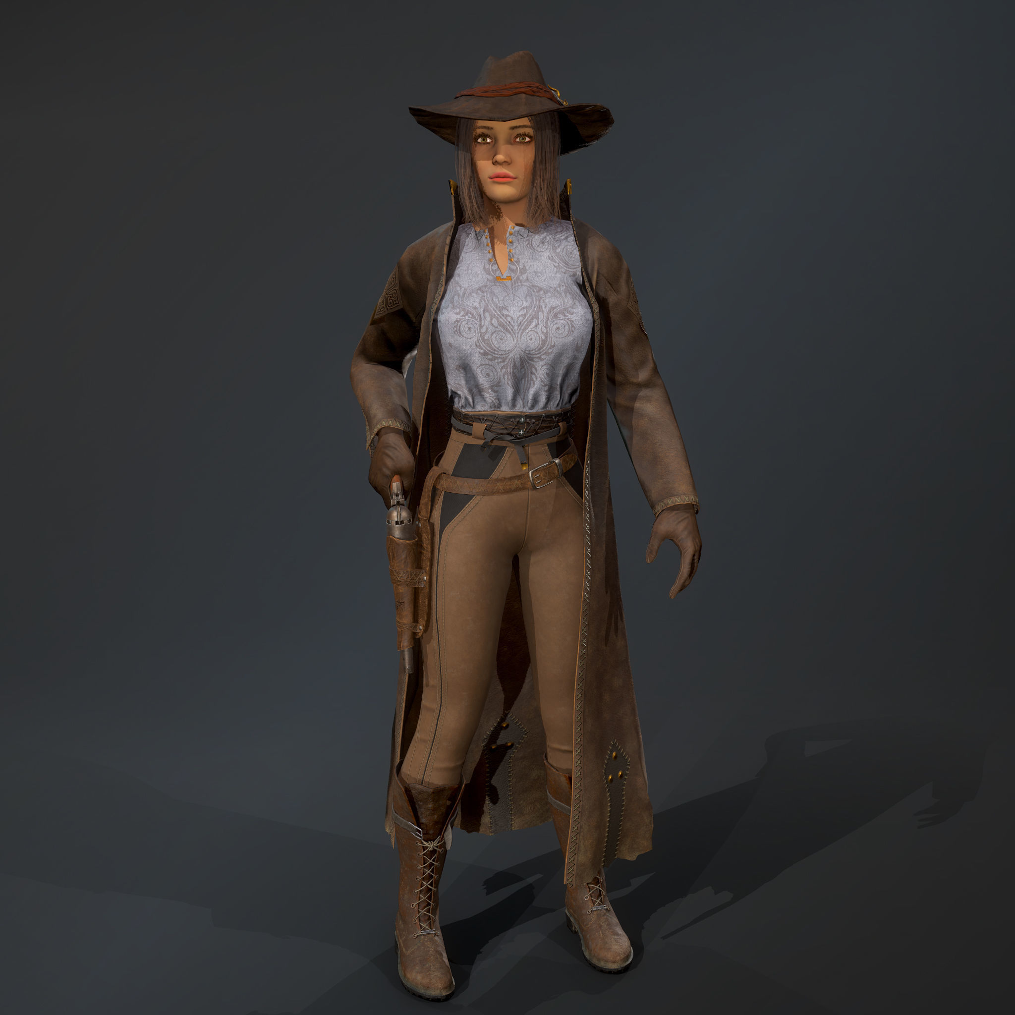 Girl hunter Free low-poly 3D model_5