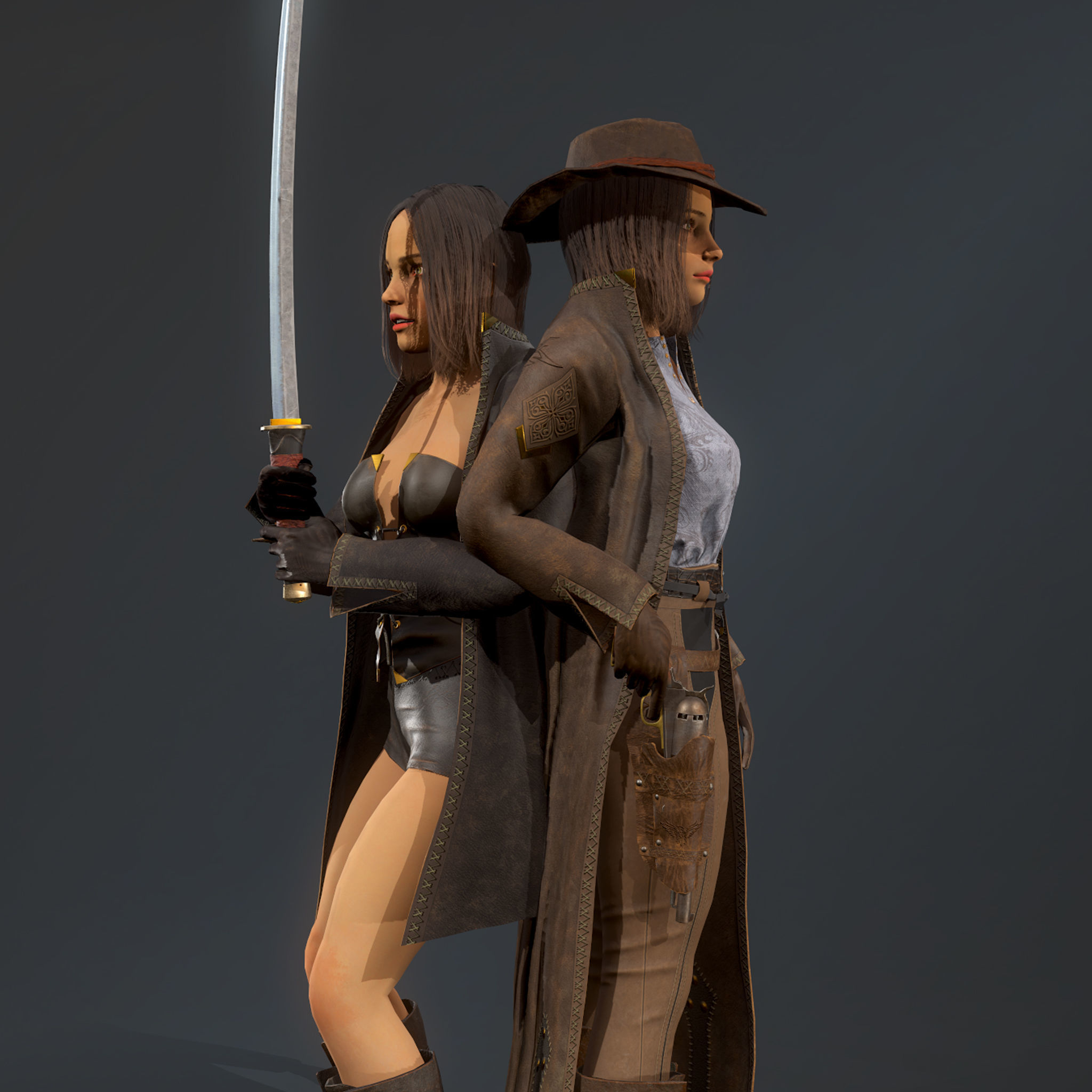 Girl hunter Free low-poly 3D model_0