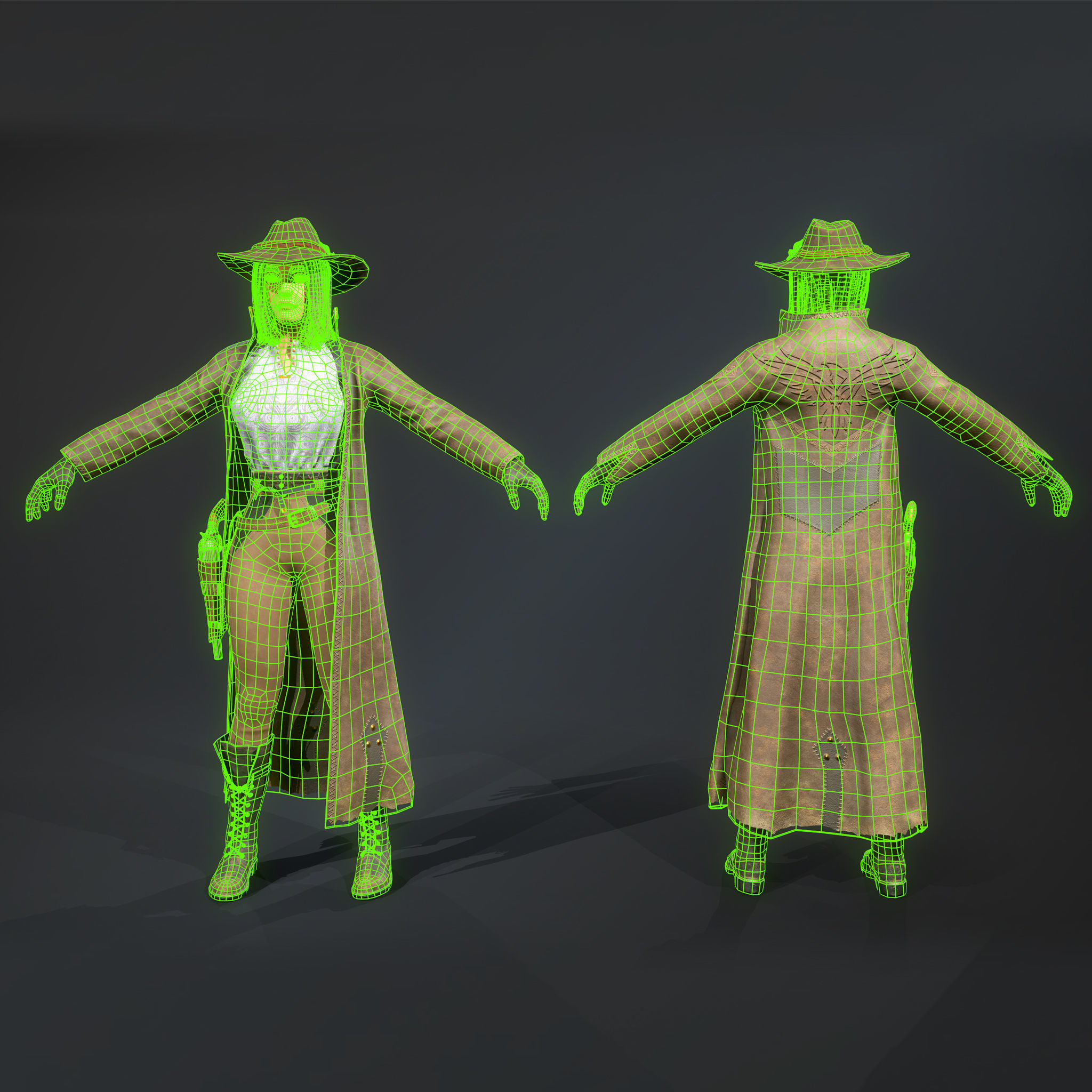 Girl hunter Free low-poly 3D model_12