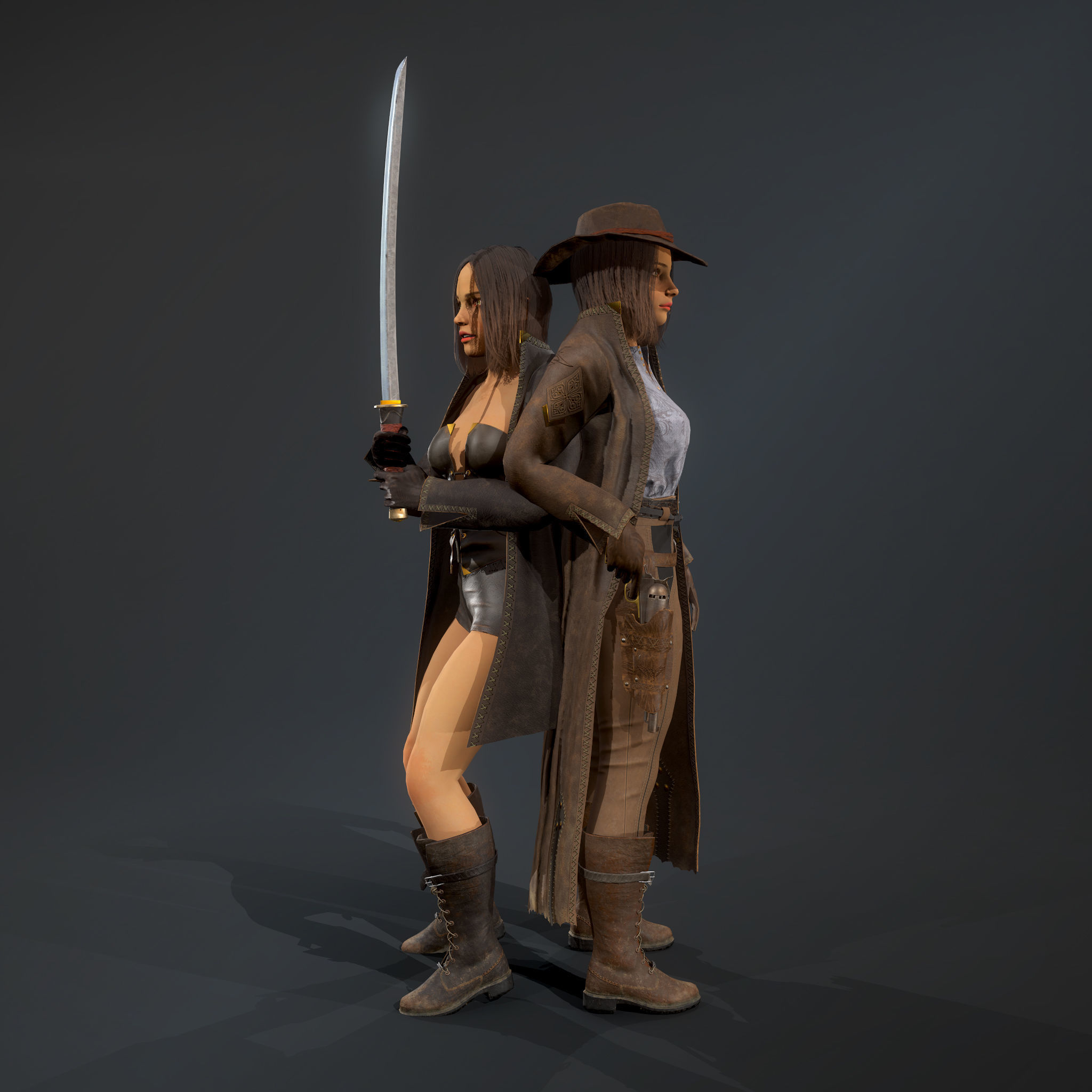 Girl hunter Free low-poly 3D model_16