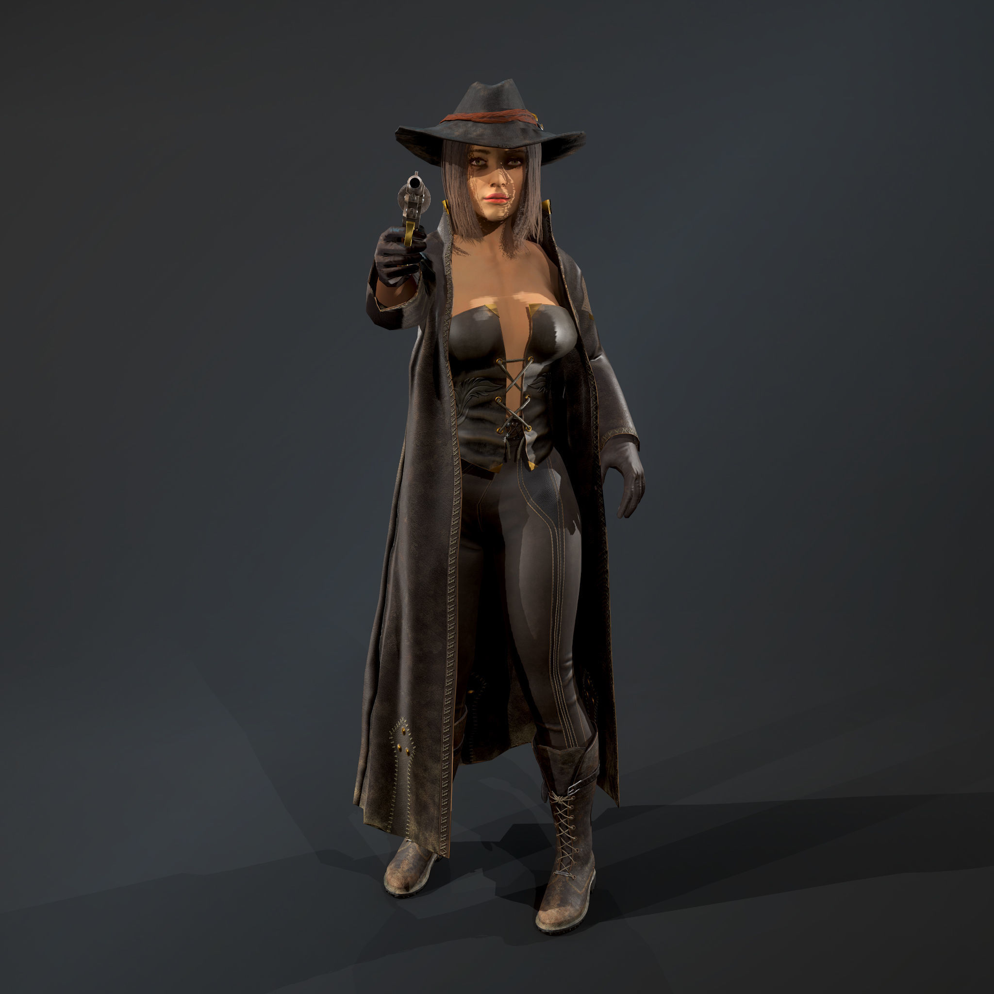 Girl hunter Free low-poly 3D model_10