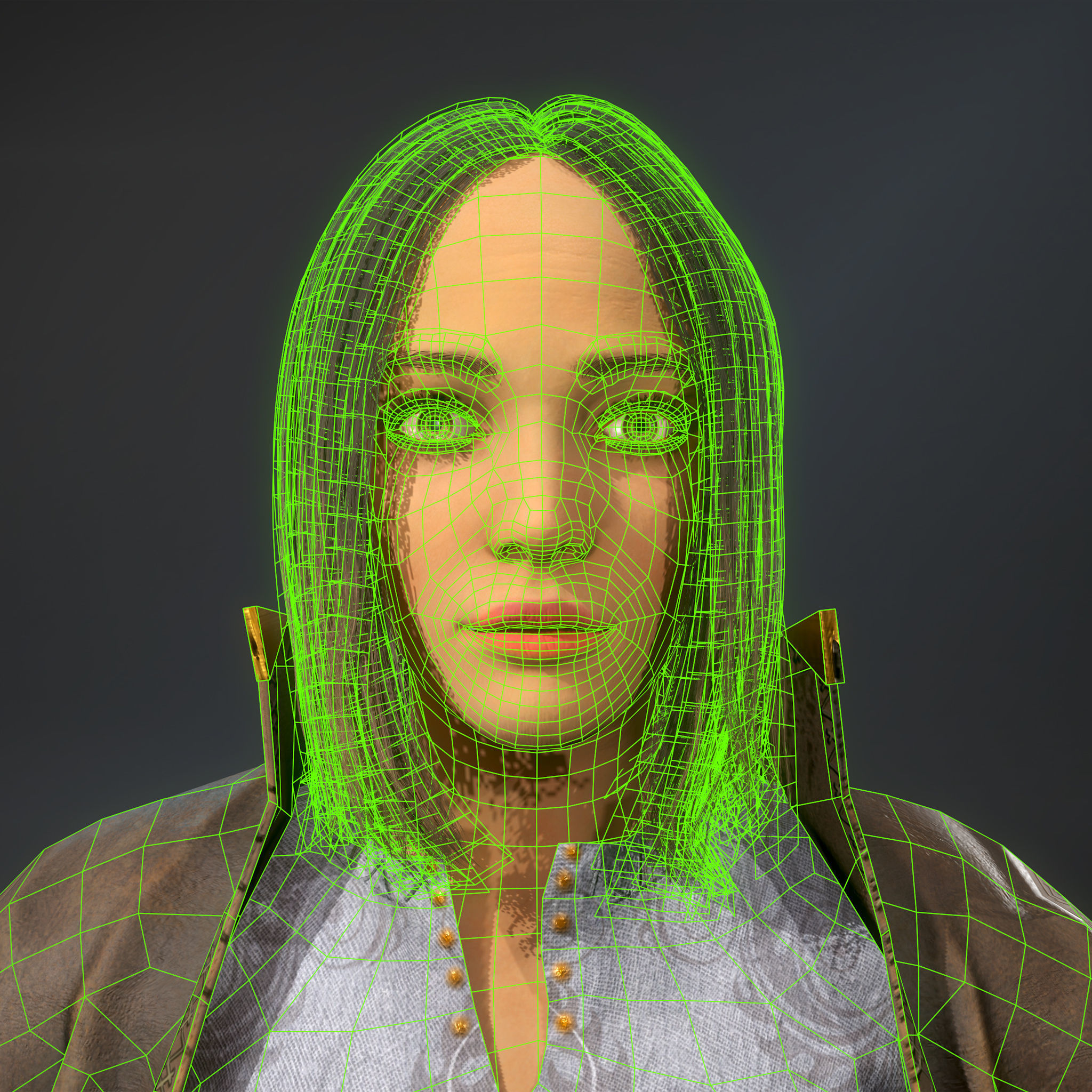 Girl hunter Free low-poly 3D model_13