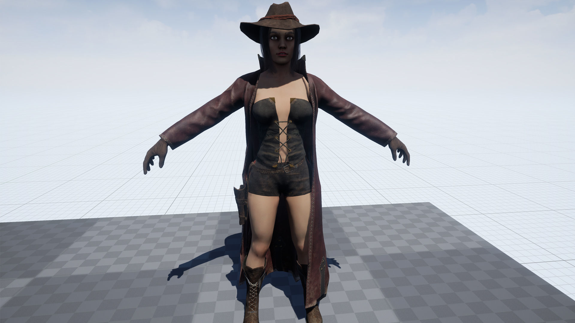 Girl hunter Free low-poly 3D model_21