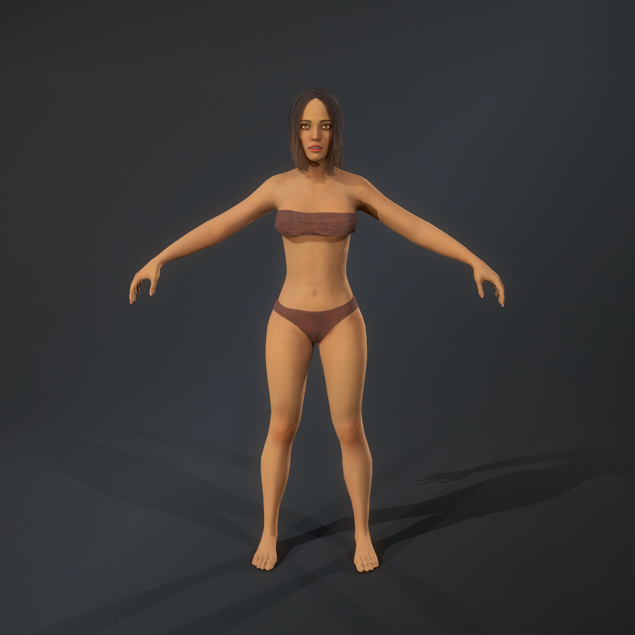 Girl hunter Free low-poly 3D model_14