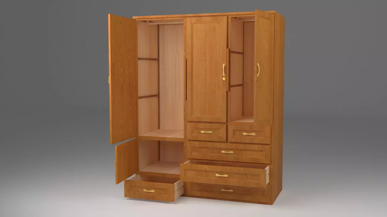 Closet - gabinete with 4 doors and 6 drawers 3D model