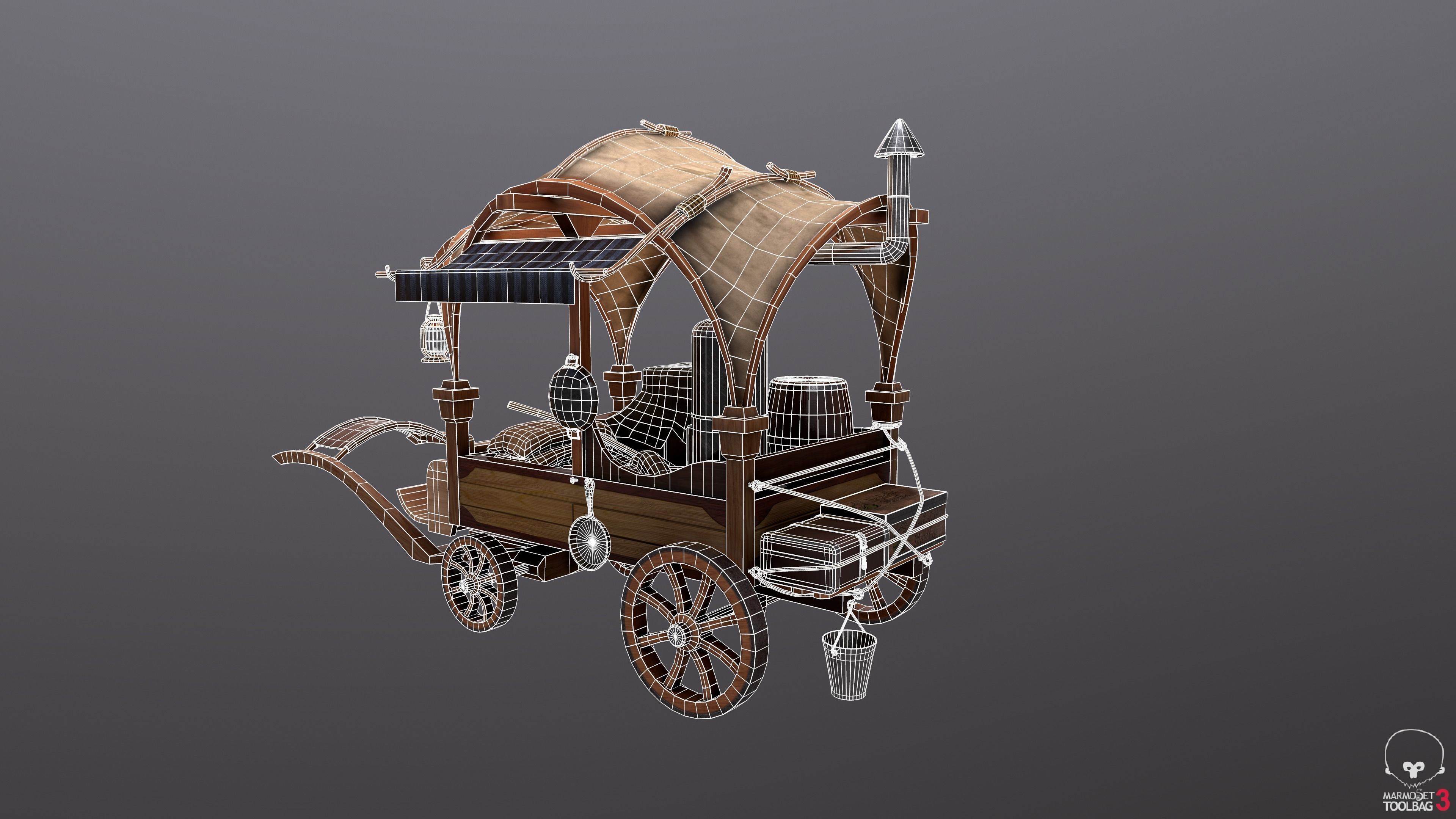 Peddler Cart Low-poly 3D model_3