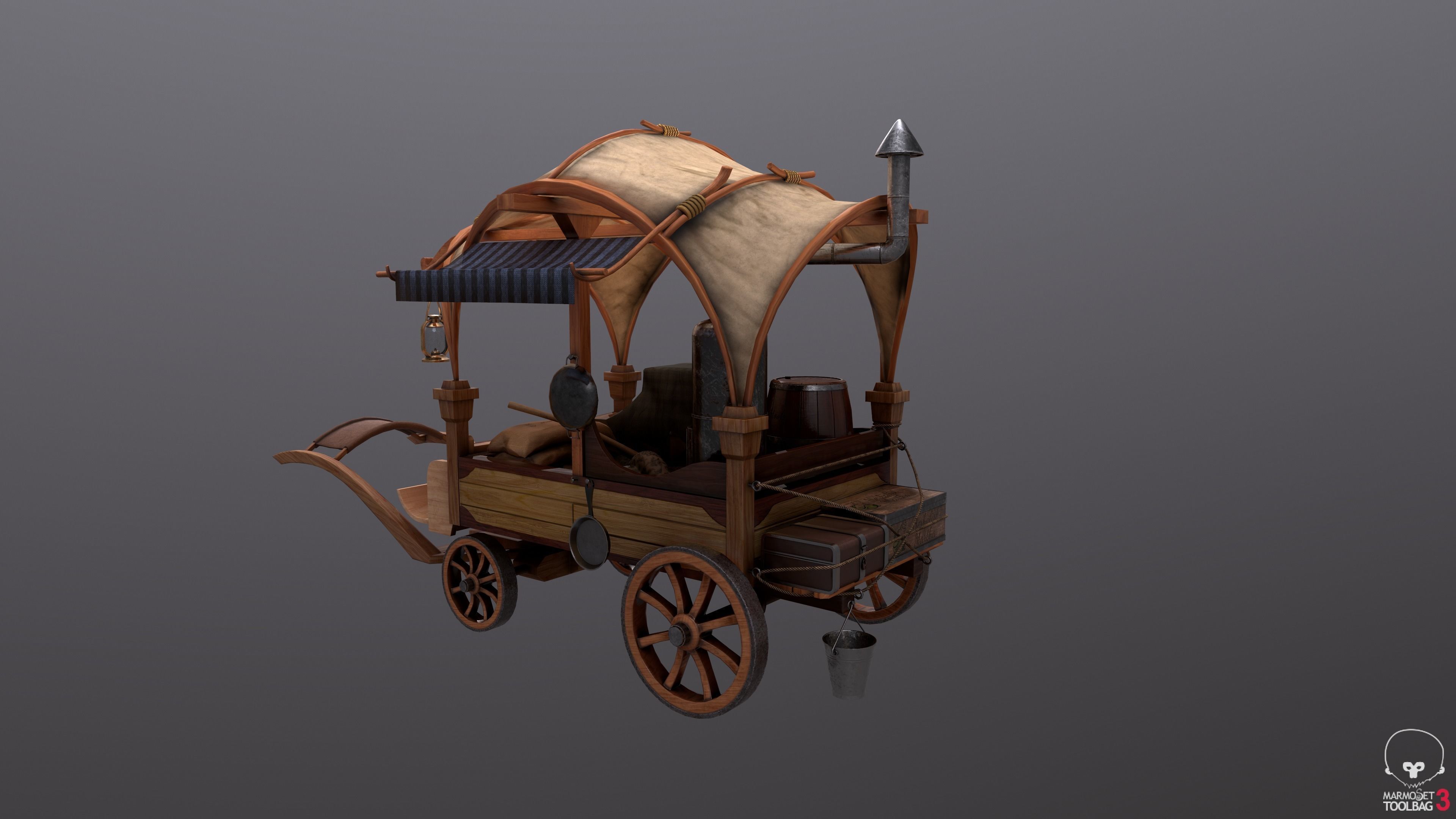 Peddler Cart Low-poly 3D model_2