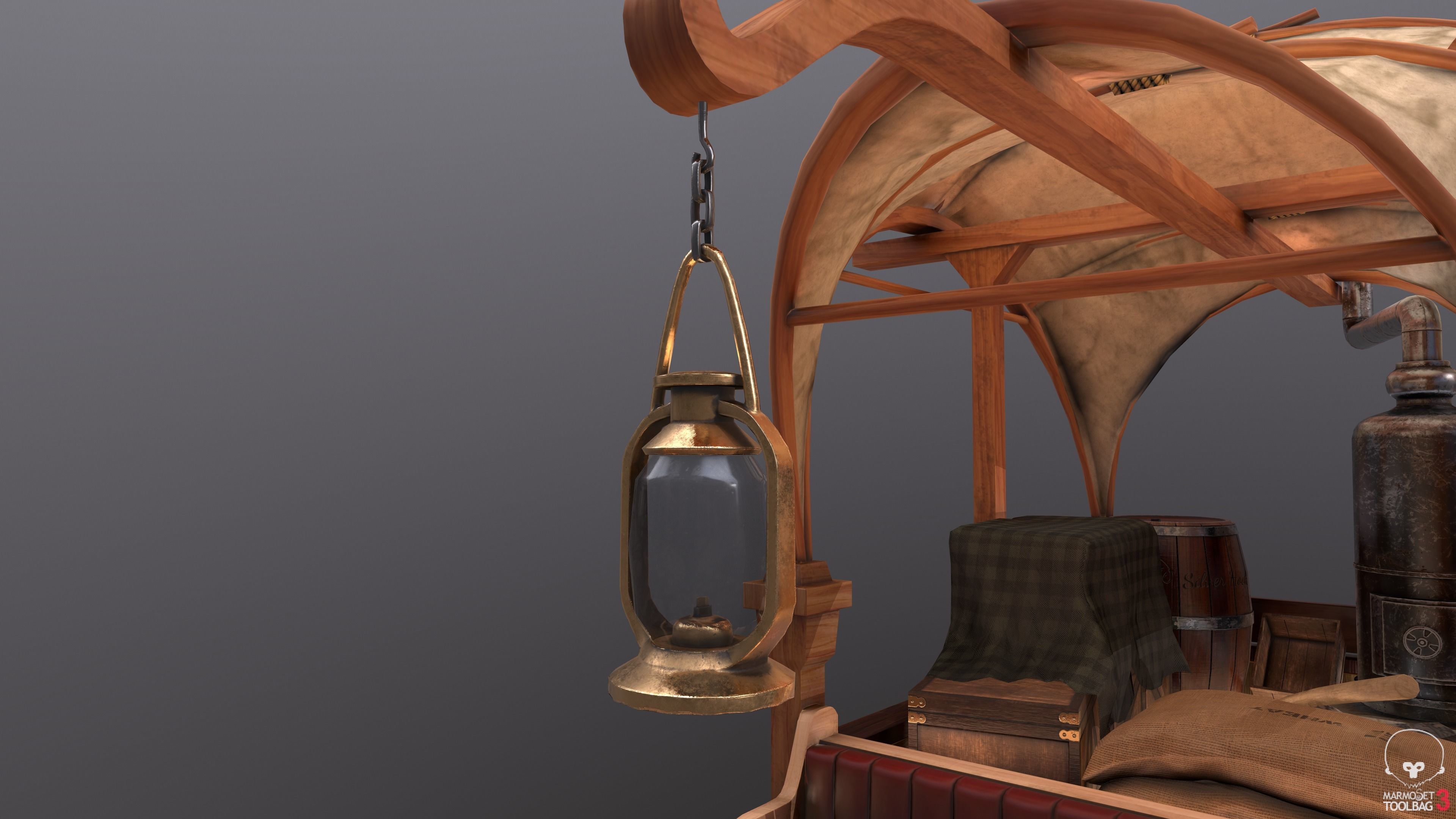 Peddler Cart Low-poly 3D model_10