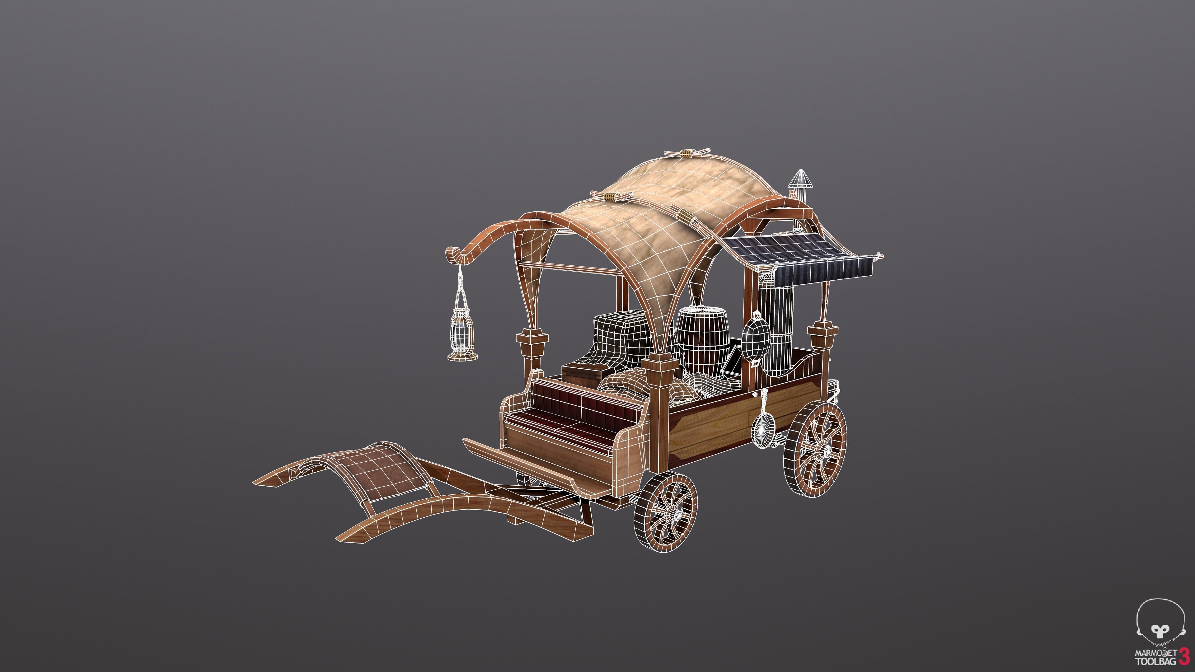 Peddler Cart Low-poly 3D model_1