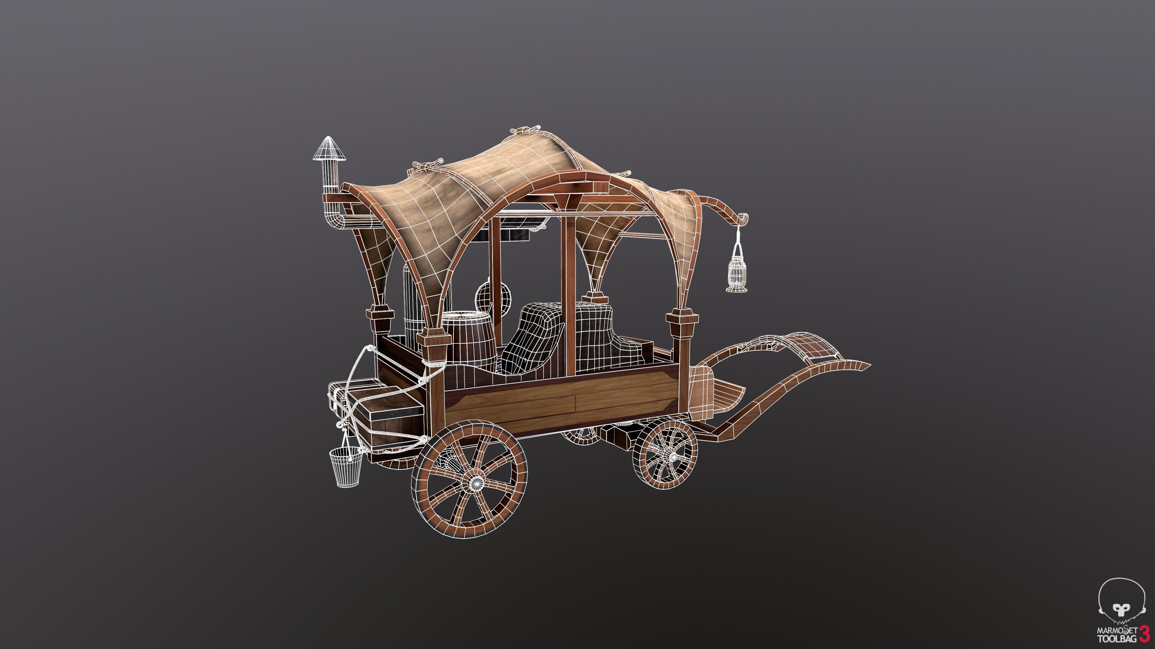 Peddler Cart Low-poly 3D model_5