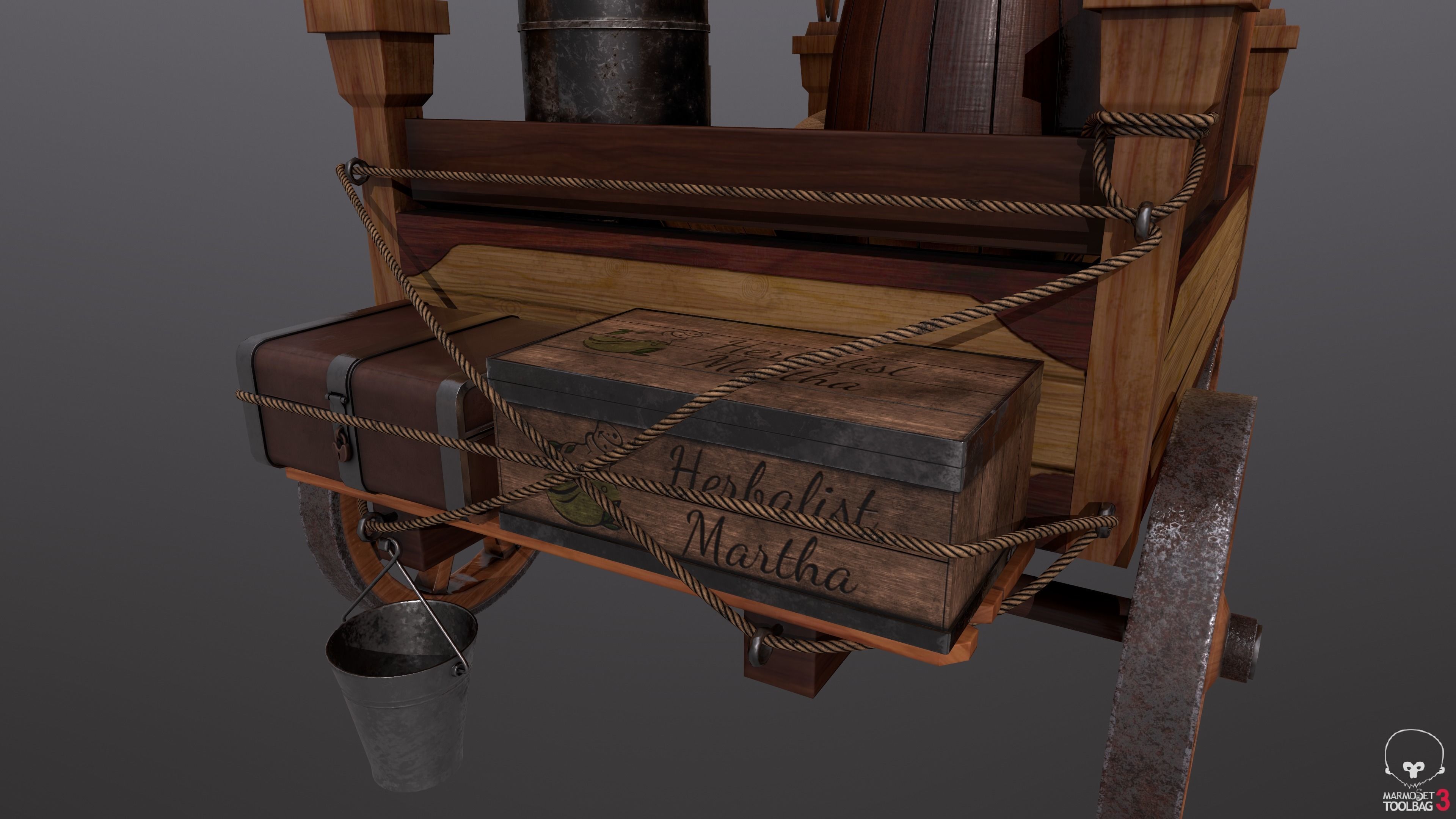 Peddler Cart Low-poly 3D model_6