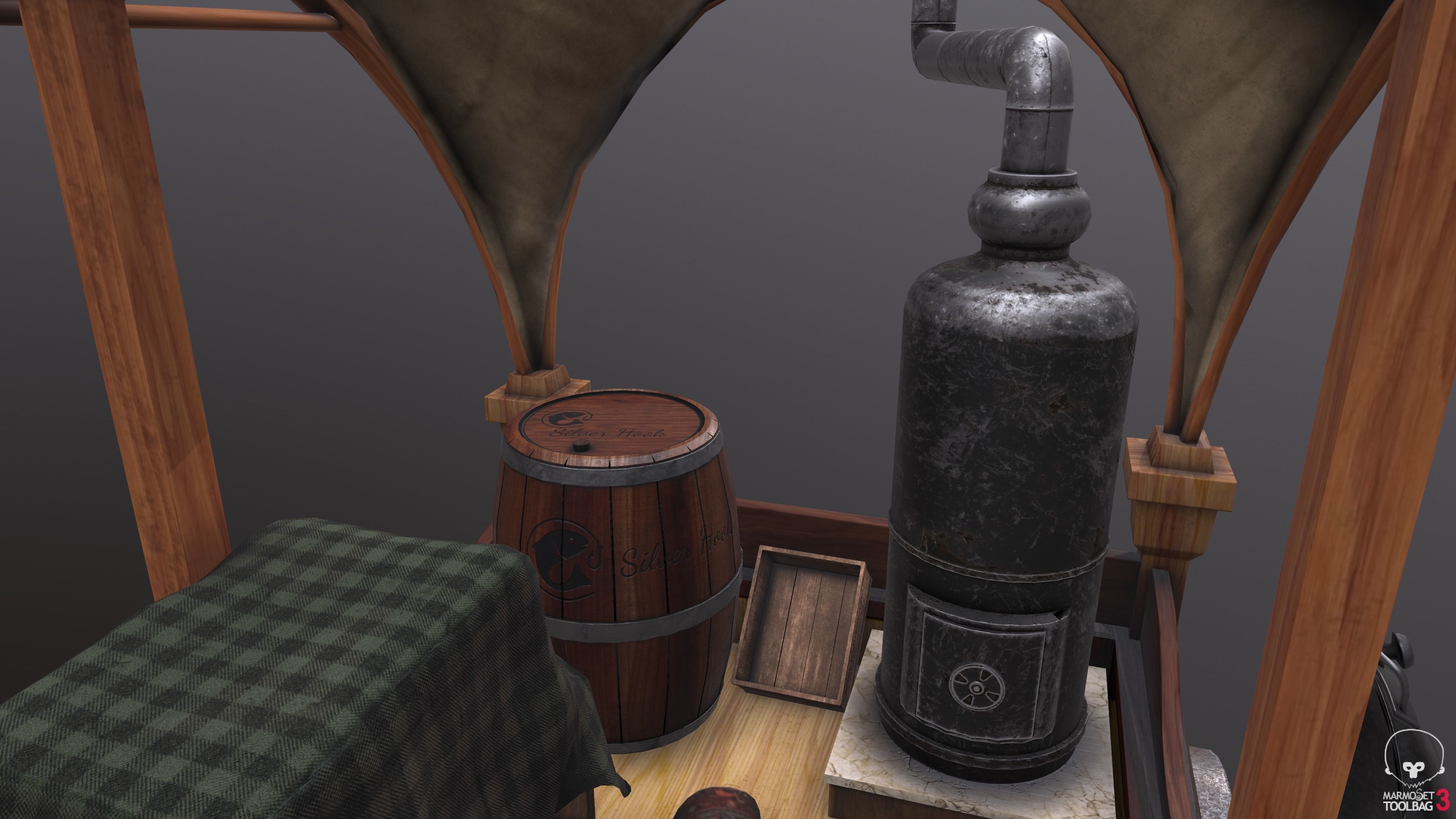 Peddler Cart Low-poly 3D model_7