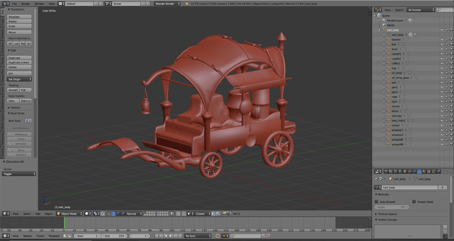 Peddler Cart Low-poly 3D model_14