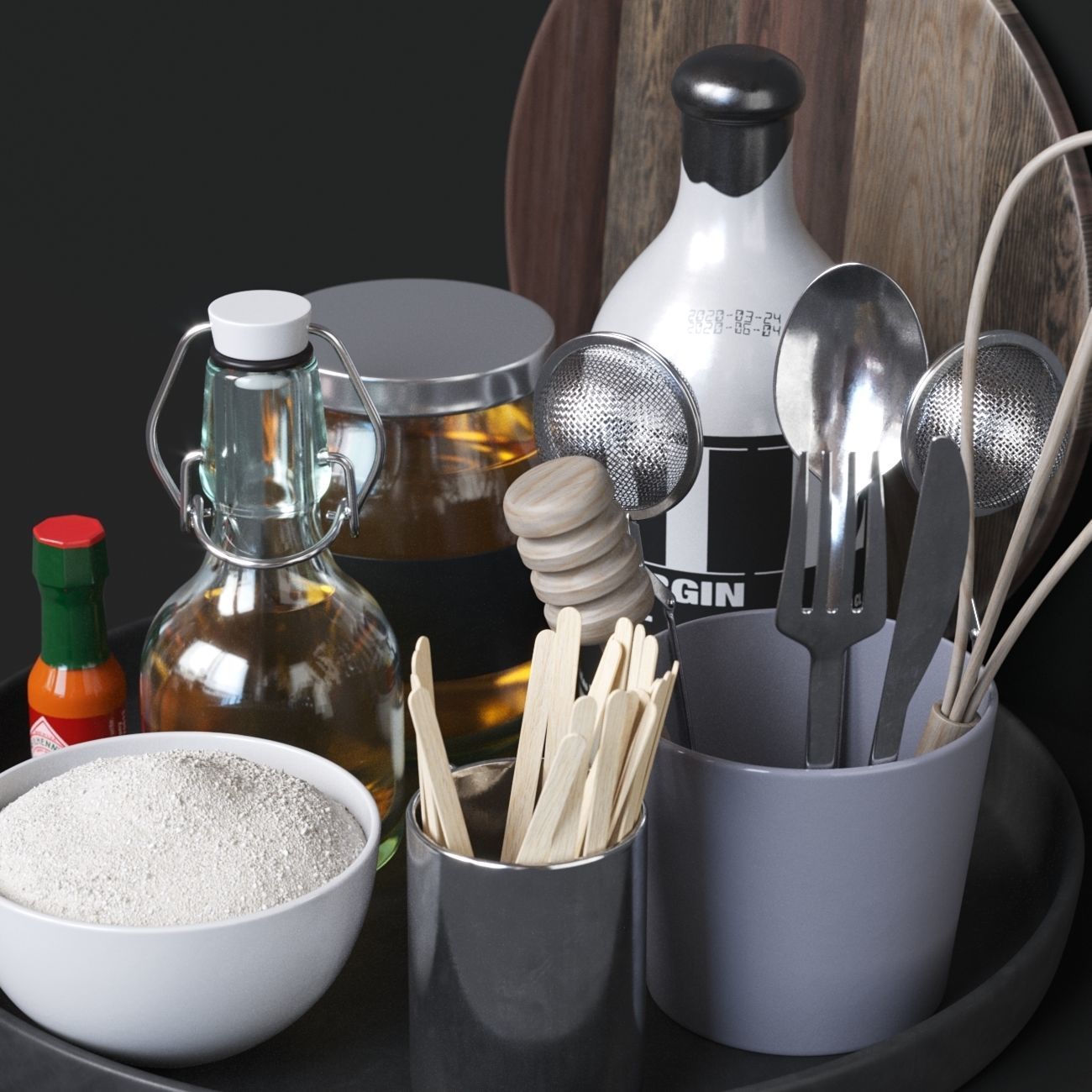 Kitchen Decoration set 3D model_1