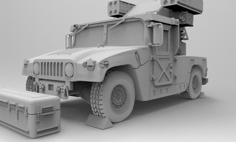 AN-TWQ-1 Avenger - HMMWV M1097A2 3D print model_1
